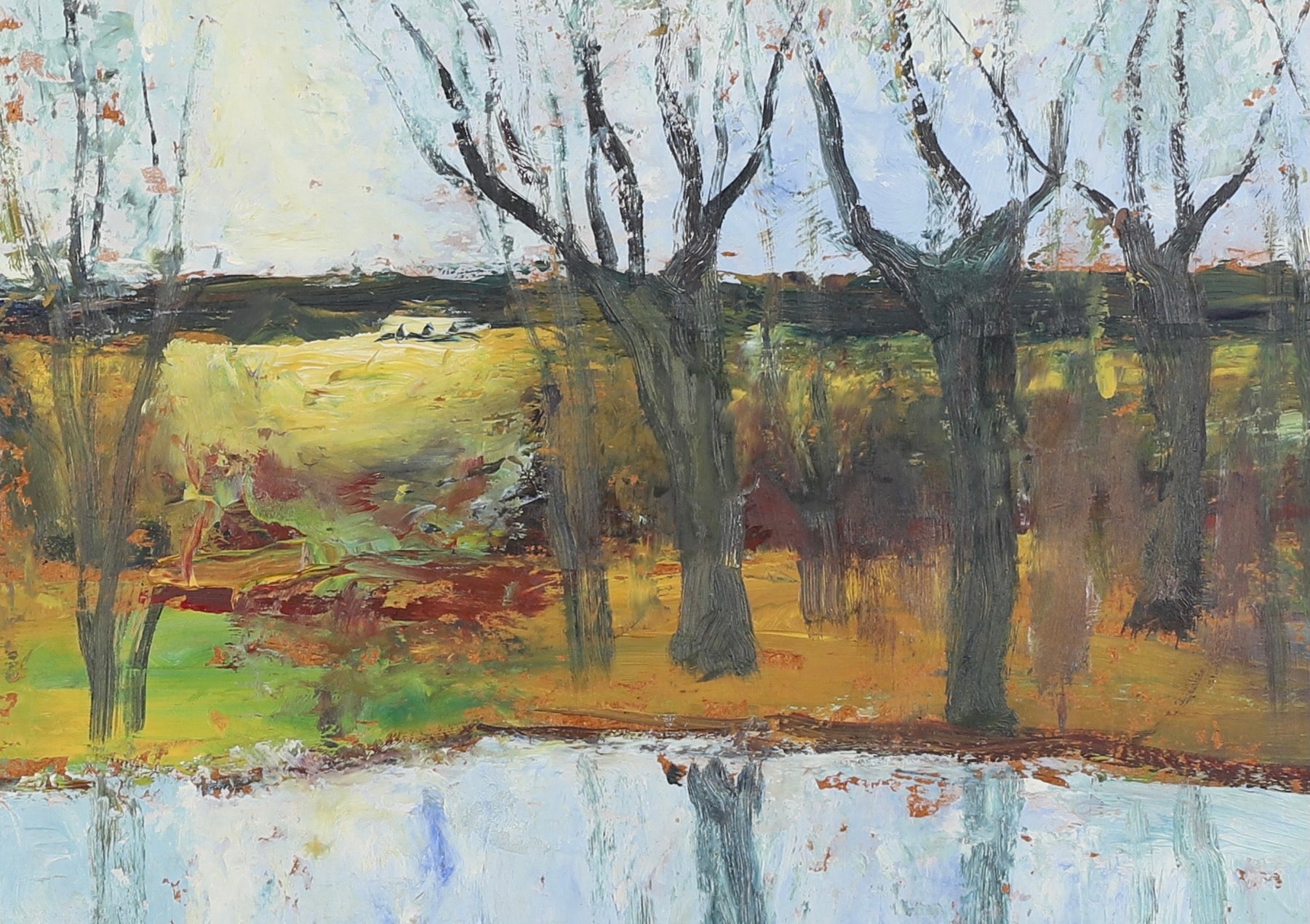 Mid Century Spring Landscape Oil Painting From Sweden 1949