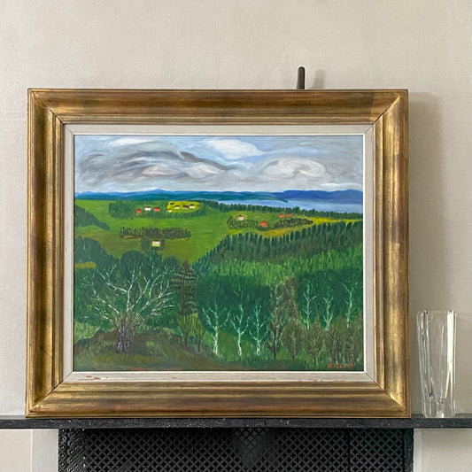 Colorful Original Vintage Mid Century Oil Painting From Sweden