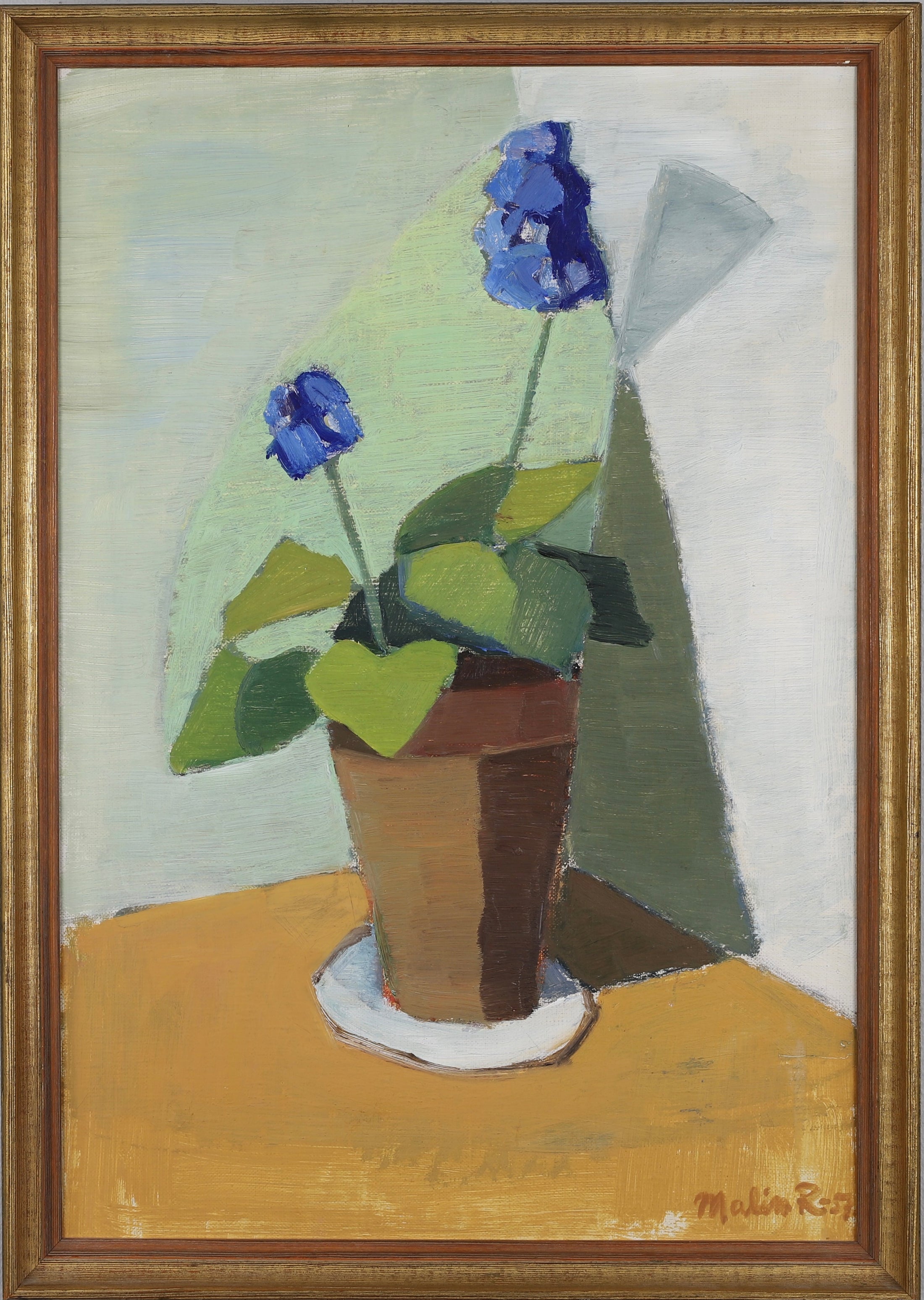 Mid Century Original Still Life Oil Painting From Sweden 1957