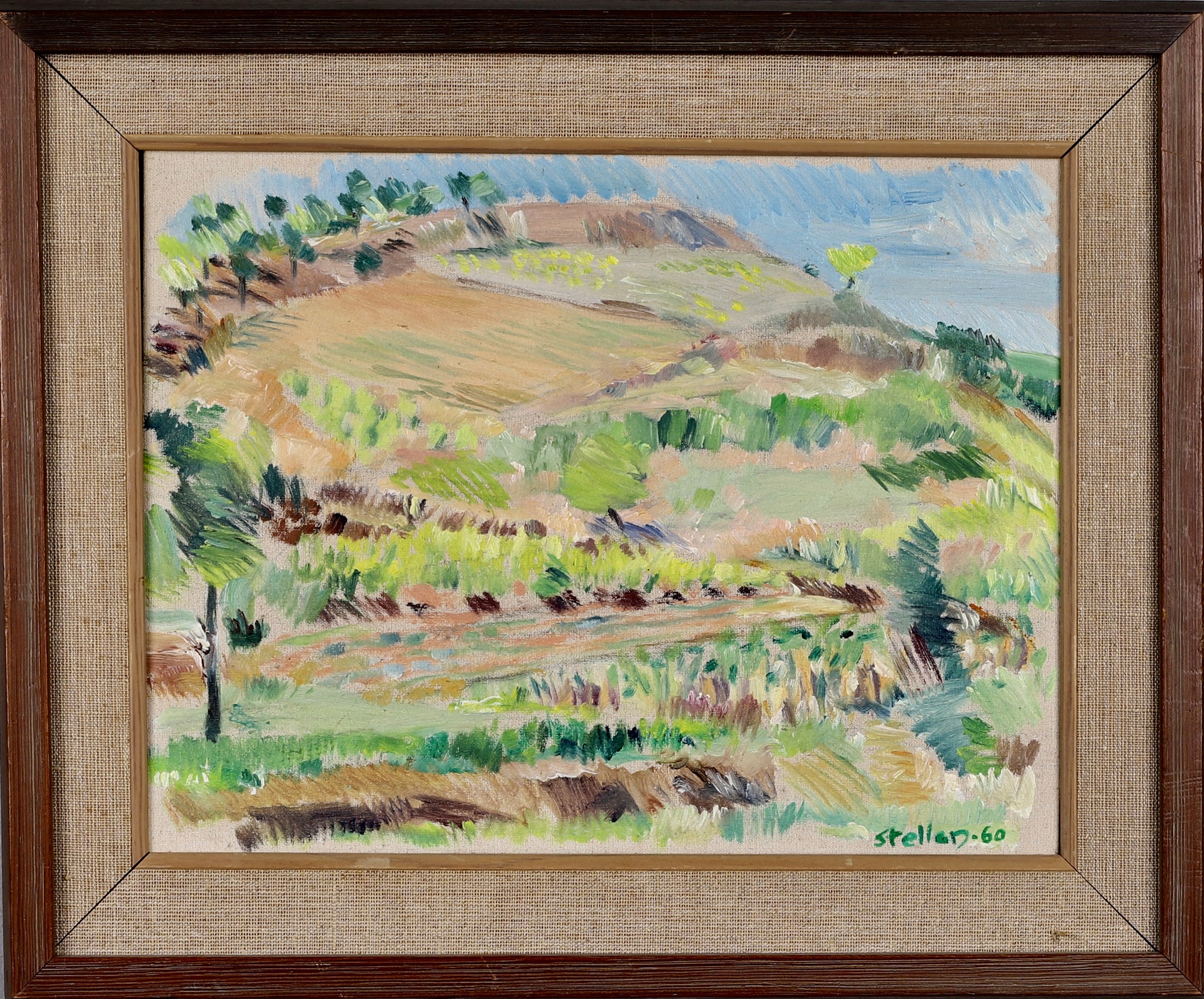Mid Century Landscape Oil Painting By Stellan 1960