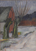 Load image into Gallery viewer, Mid Century Winterscape Oil Painting by E Selander
