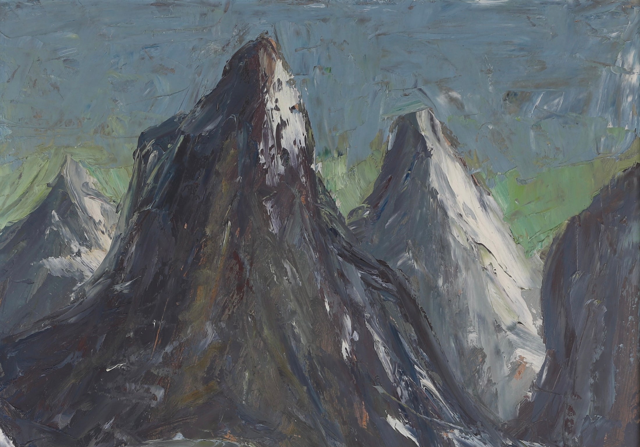 Mid Century Original Fjord Oil Painting From Sweden