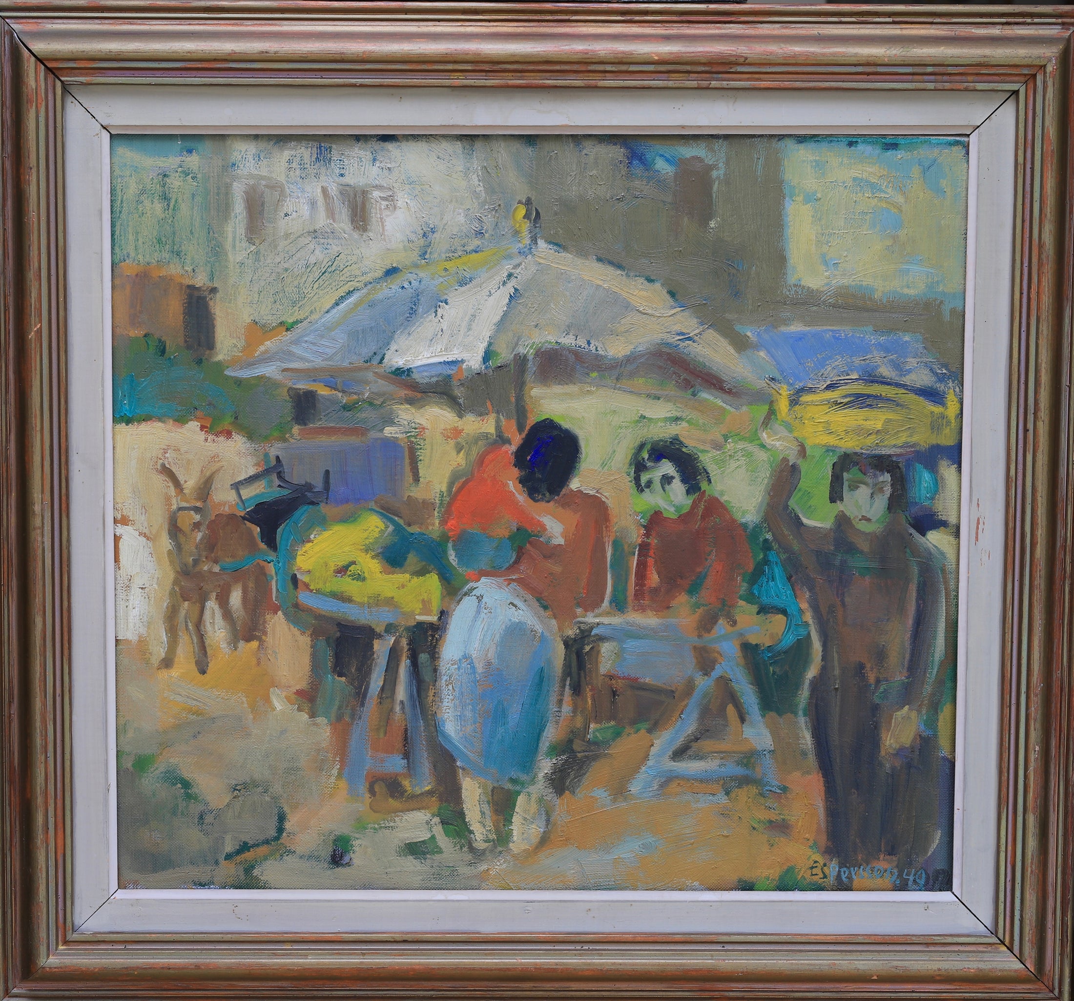 Vintage Mid Century Original Oil Painting By ES Persson 1949