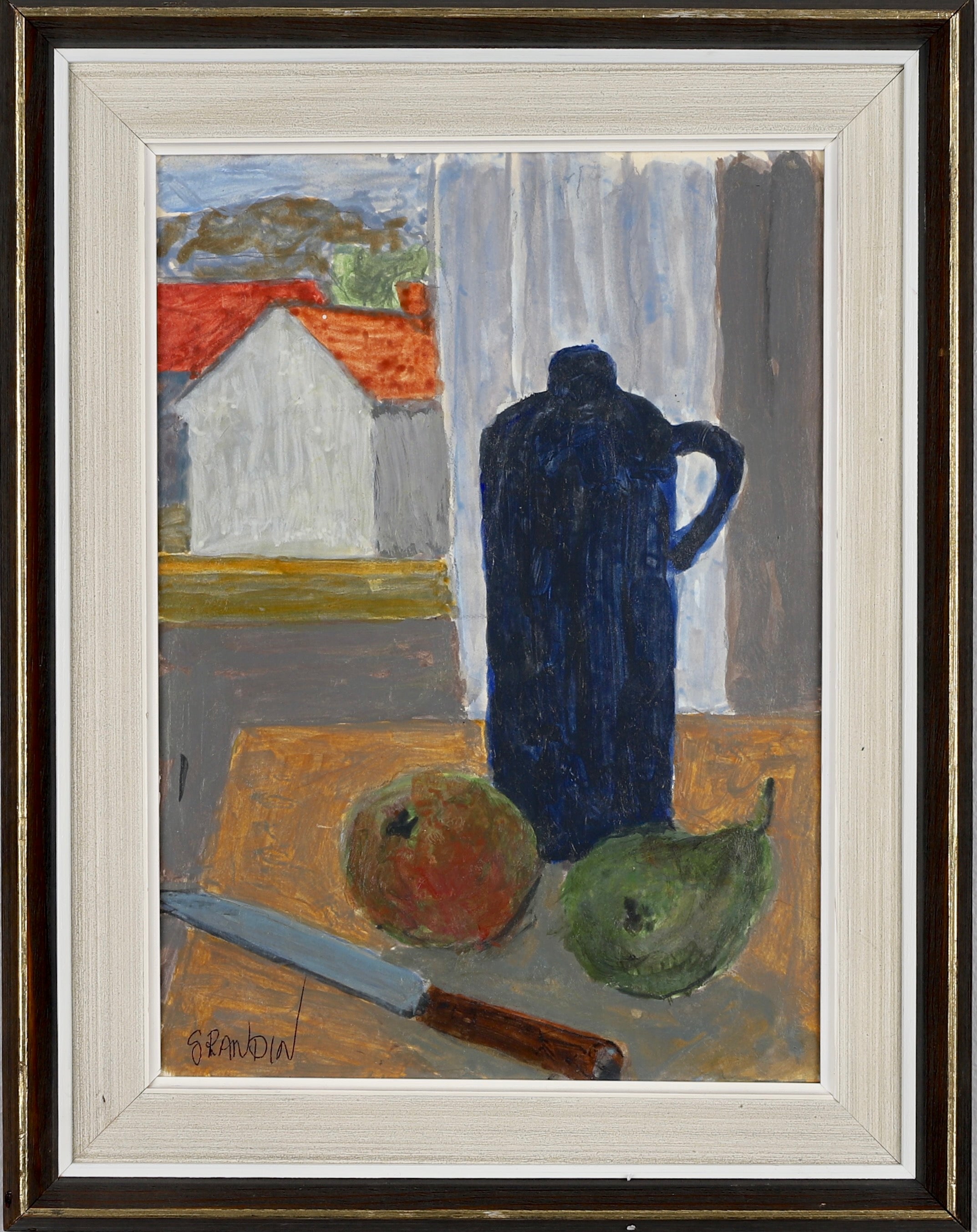 Vintage Mid Century Still Life Oil Painting By S Grändin Sweden