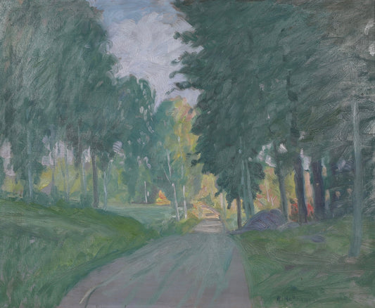 Mid Century Landscape Oil Painting From Sweden by M Hallengren