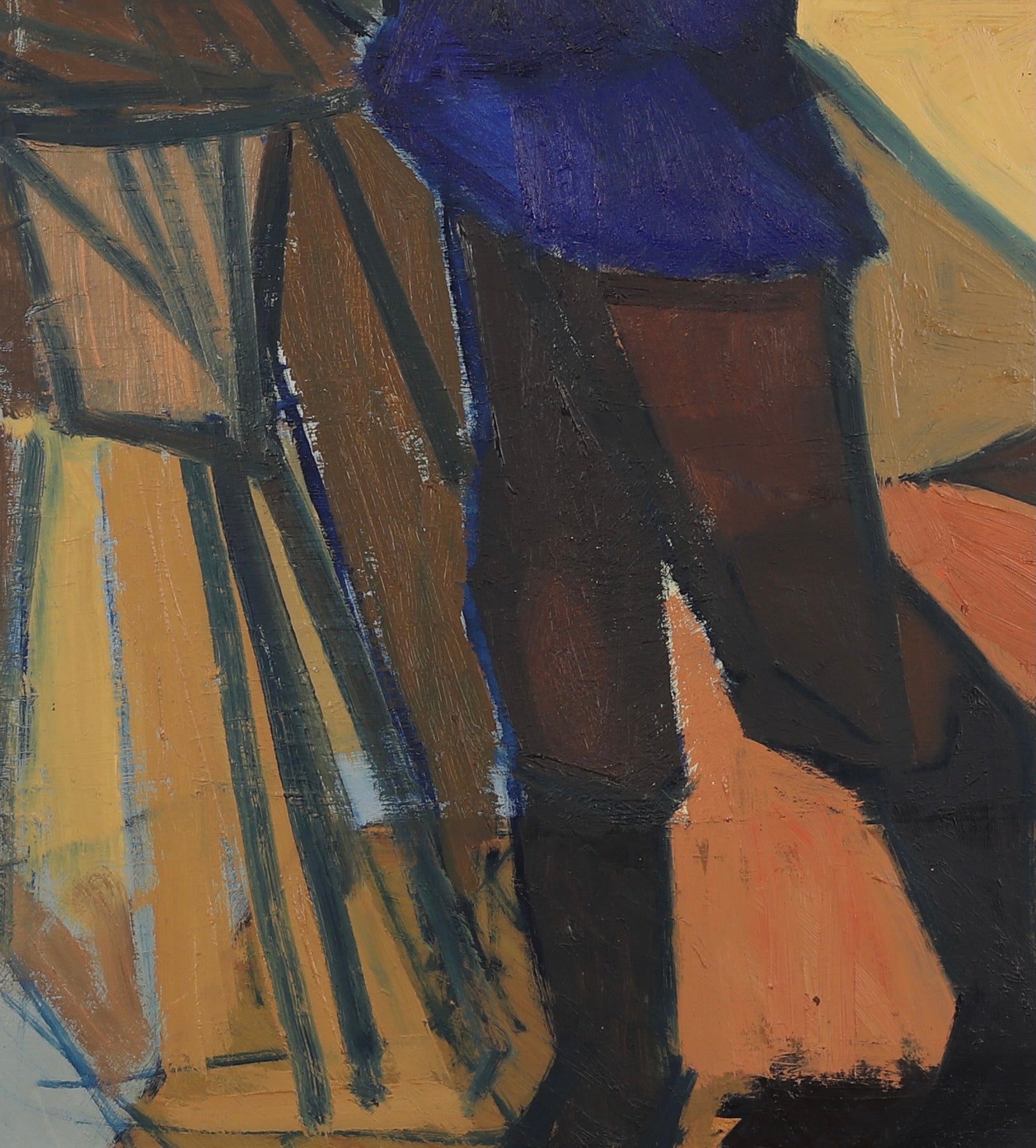 Mid Century Original Figure Oil Painting From Sweden