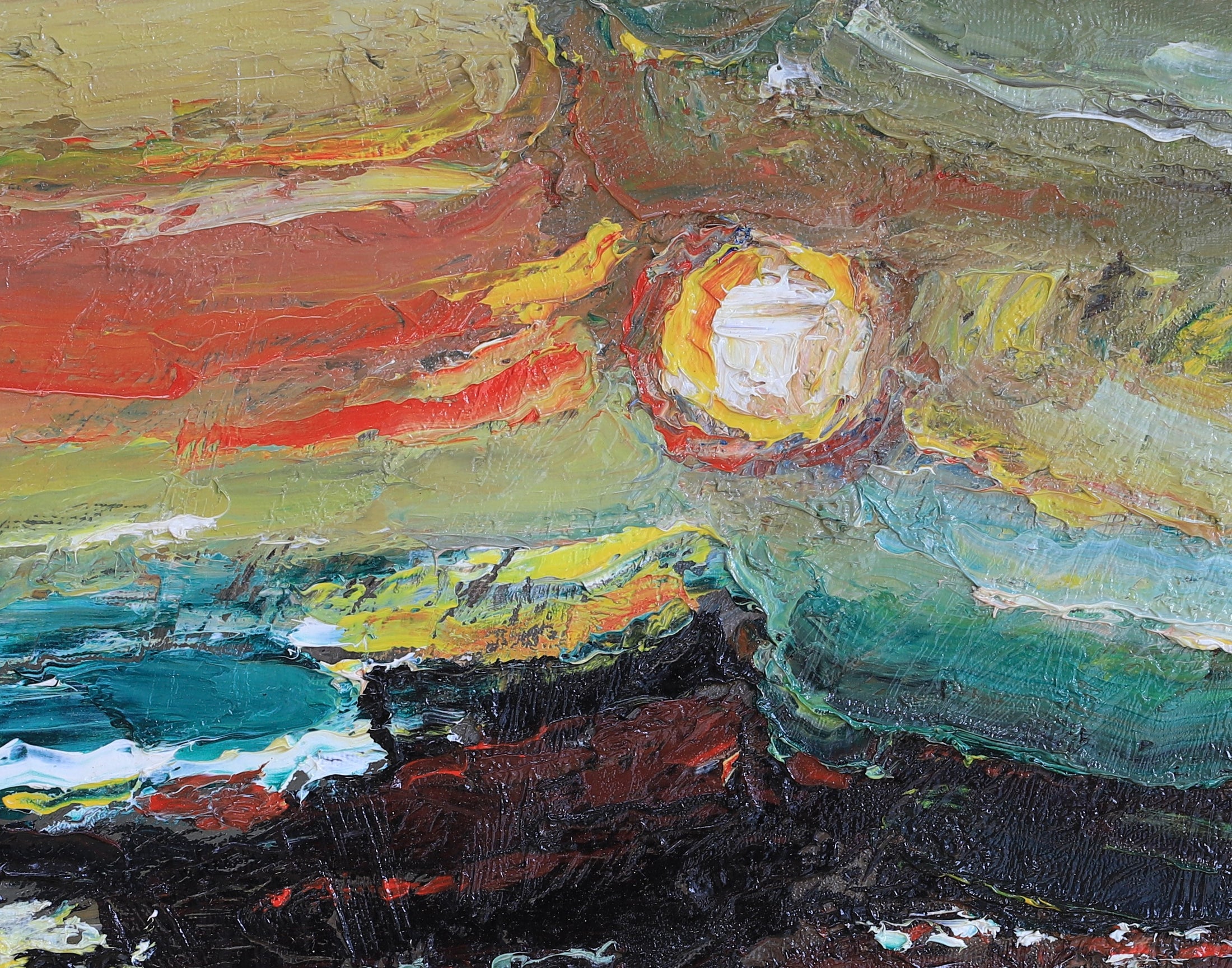 Striking Mid Century Seascape Oil Painting Arnold Eres Dated 1966 Sweden