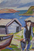 Load image into Gallery viewer, Original Fisherman Oil Painting Vintage Mid Century From Sweden