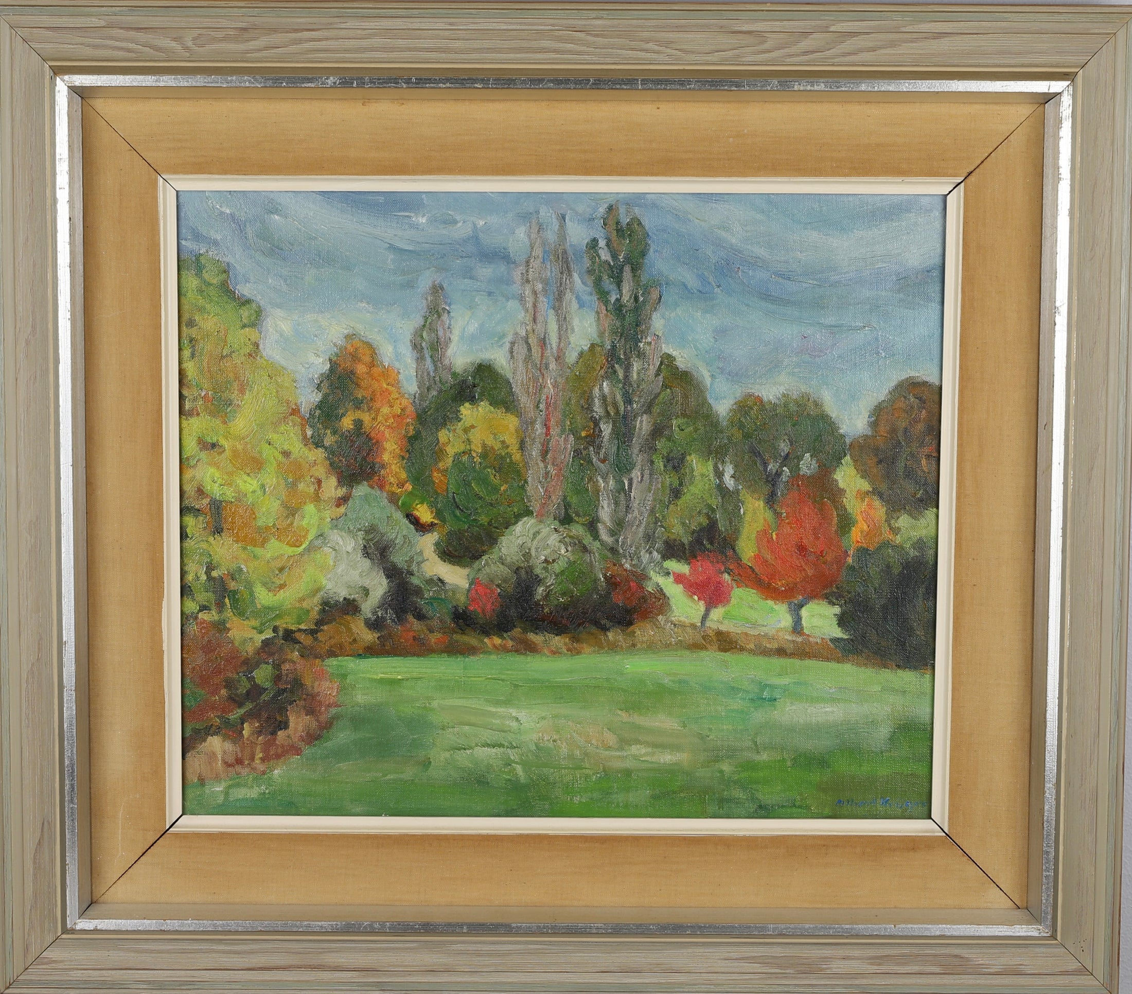 Mid Century Original Landscape Oil Painting From Sweden By A Krüger