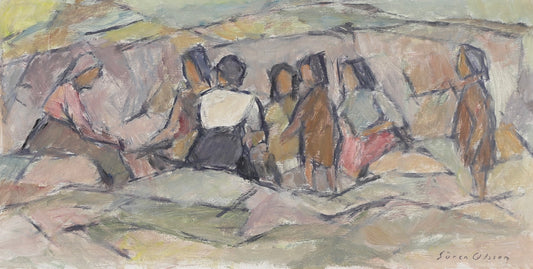 Mid Century Coastal Oil Painting By S Olsson Sweden