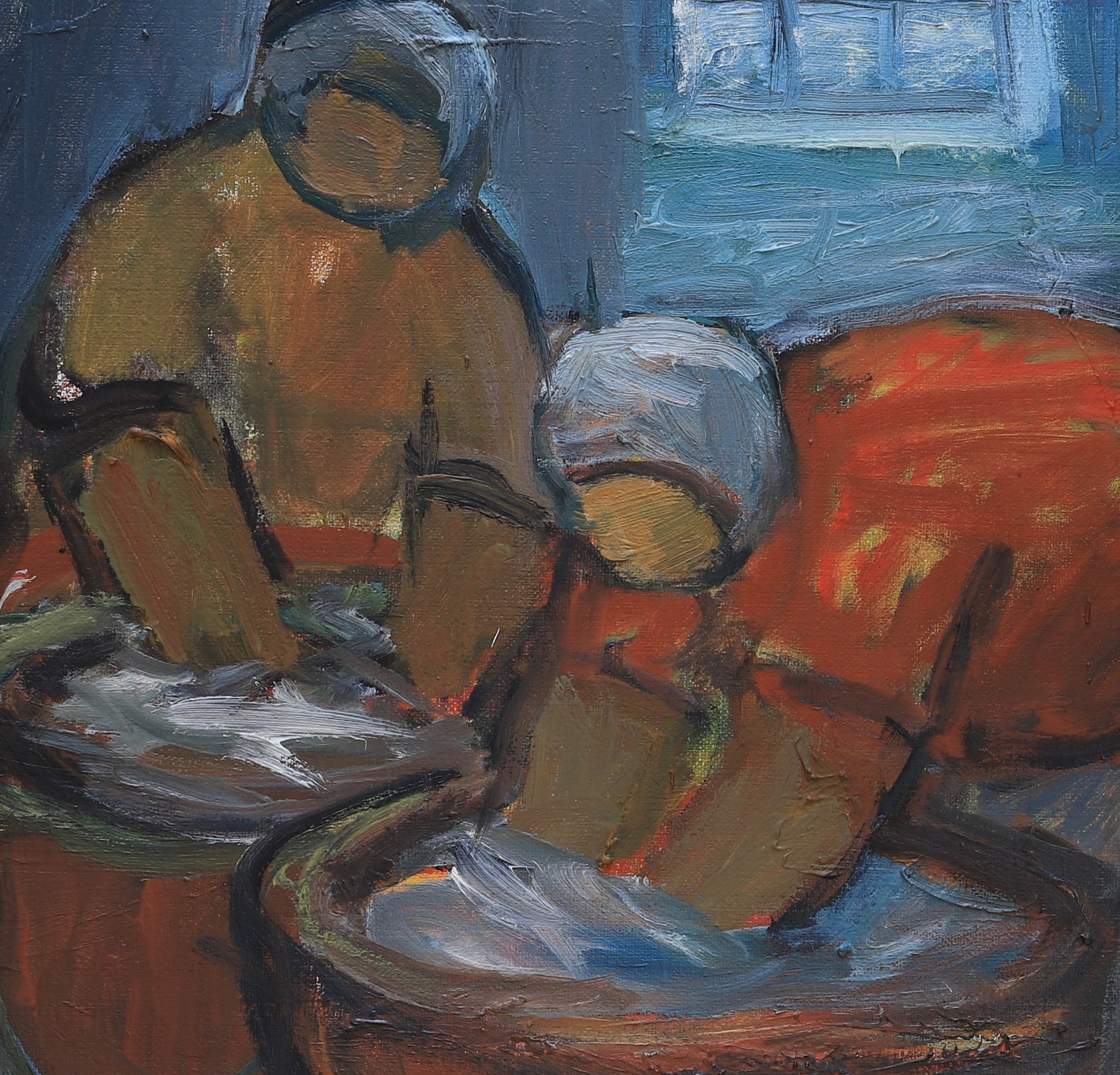 Vintage Mid Century Expressionist Oil Painting from Sweden Signed Emland