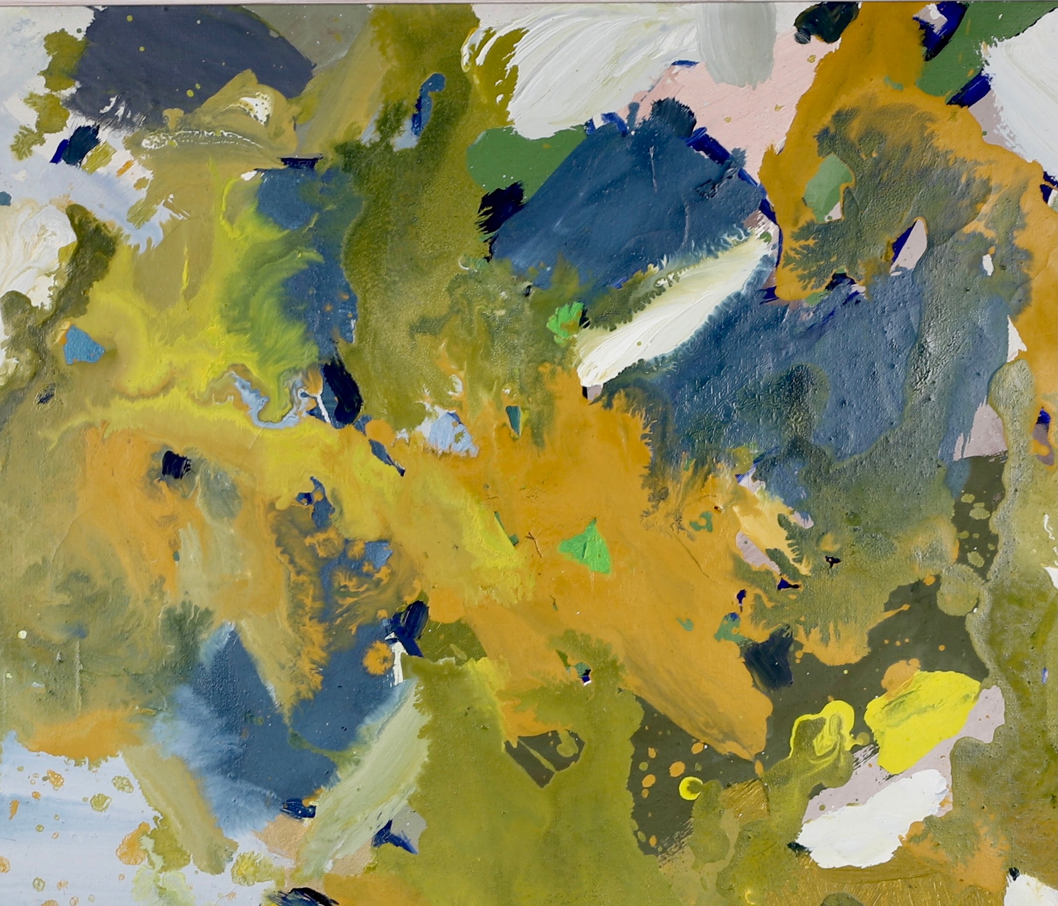 Mid Century Abstract Oil Painting From Sweden by J Olofsson