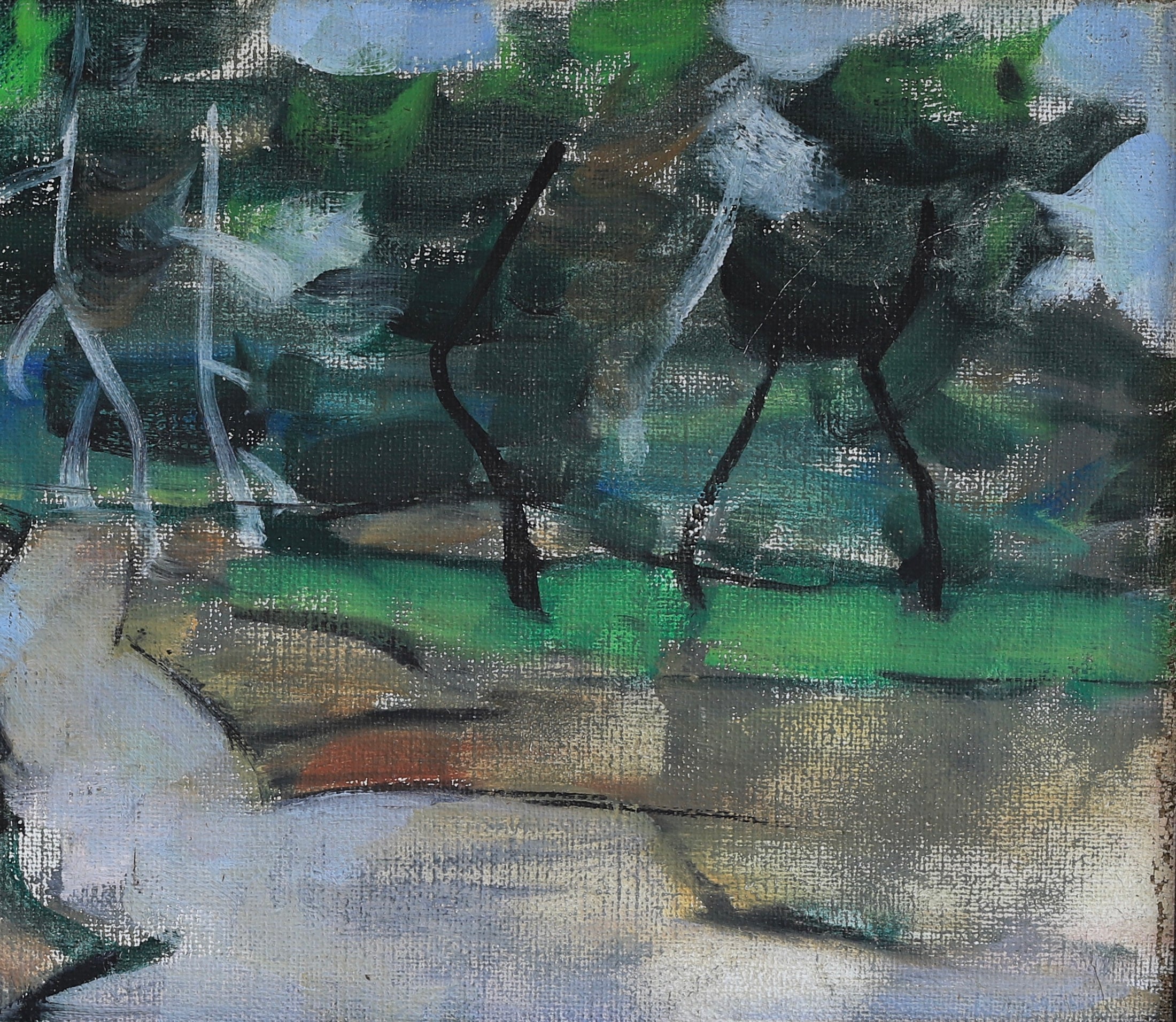 Mid Century Landscape Oil Painting By Ingvar Wiede Sweden