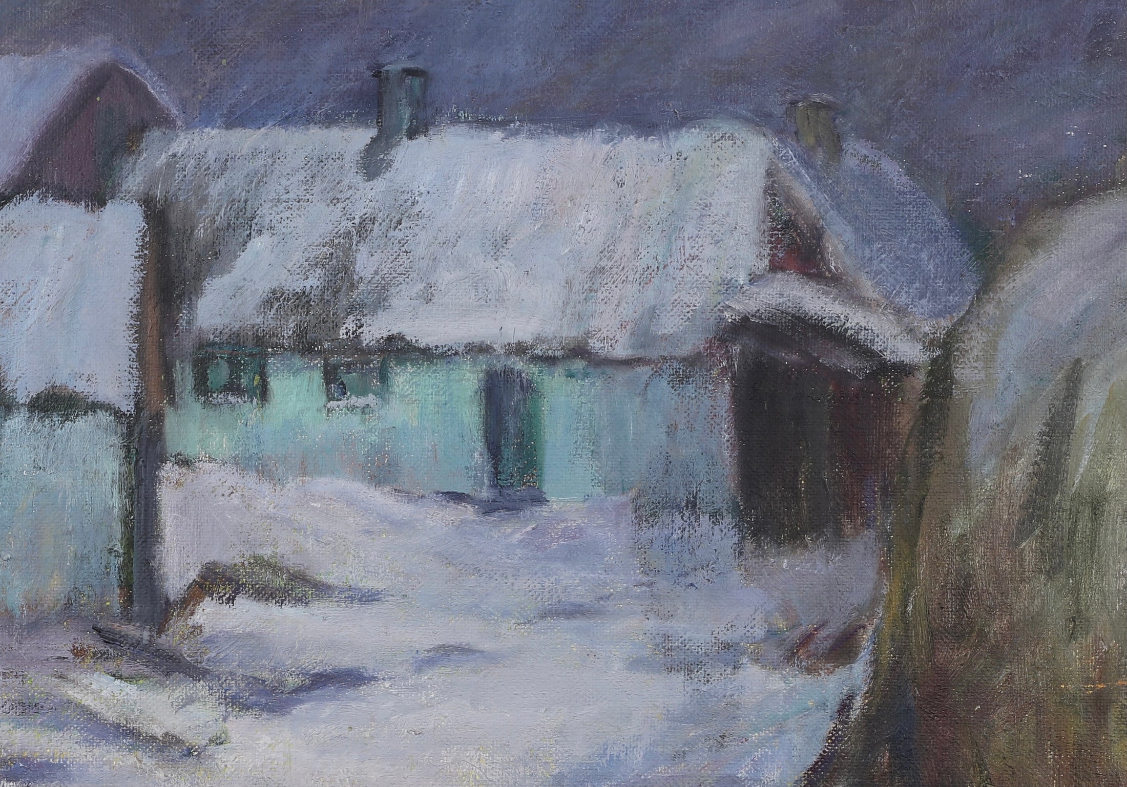 Mid Century Winterscape Oil Painting By E Selander Sweden 1952