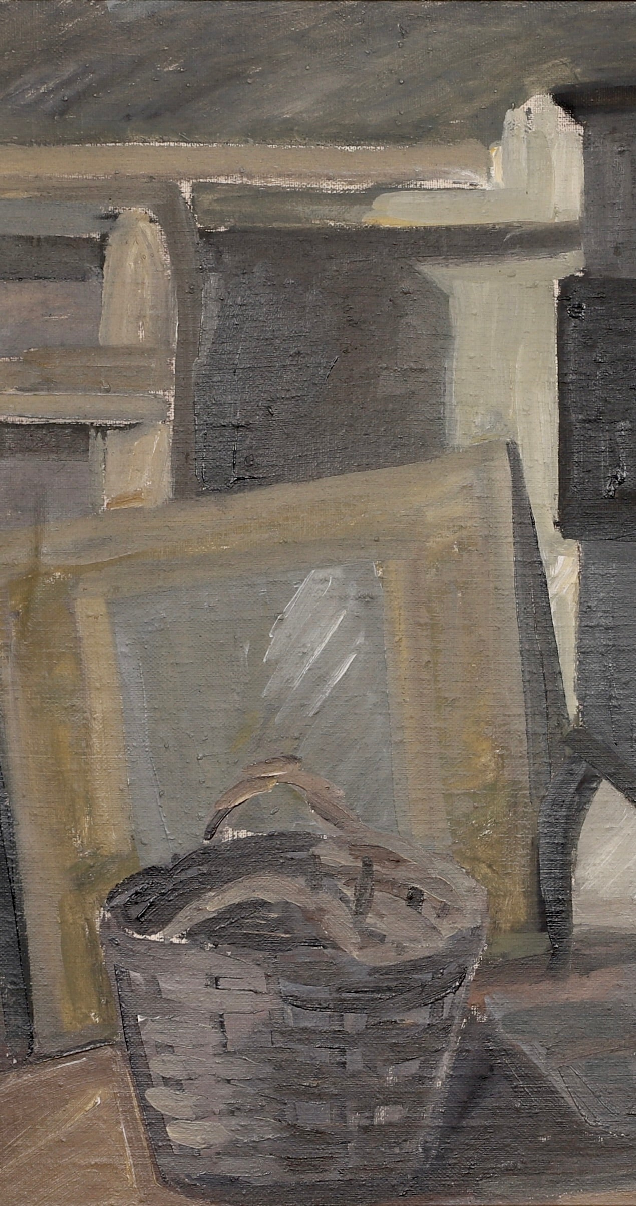 Mid Century Interior Oil Painting From Sweden by S Reinfeldt