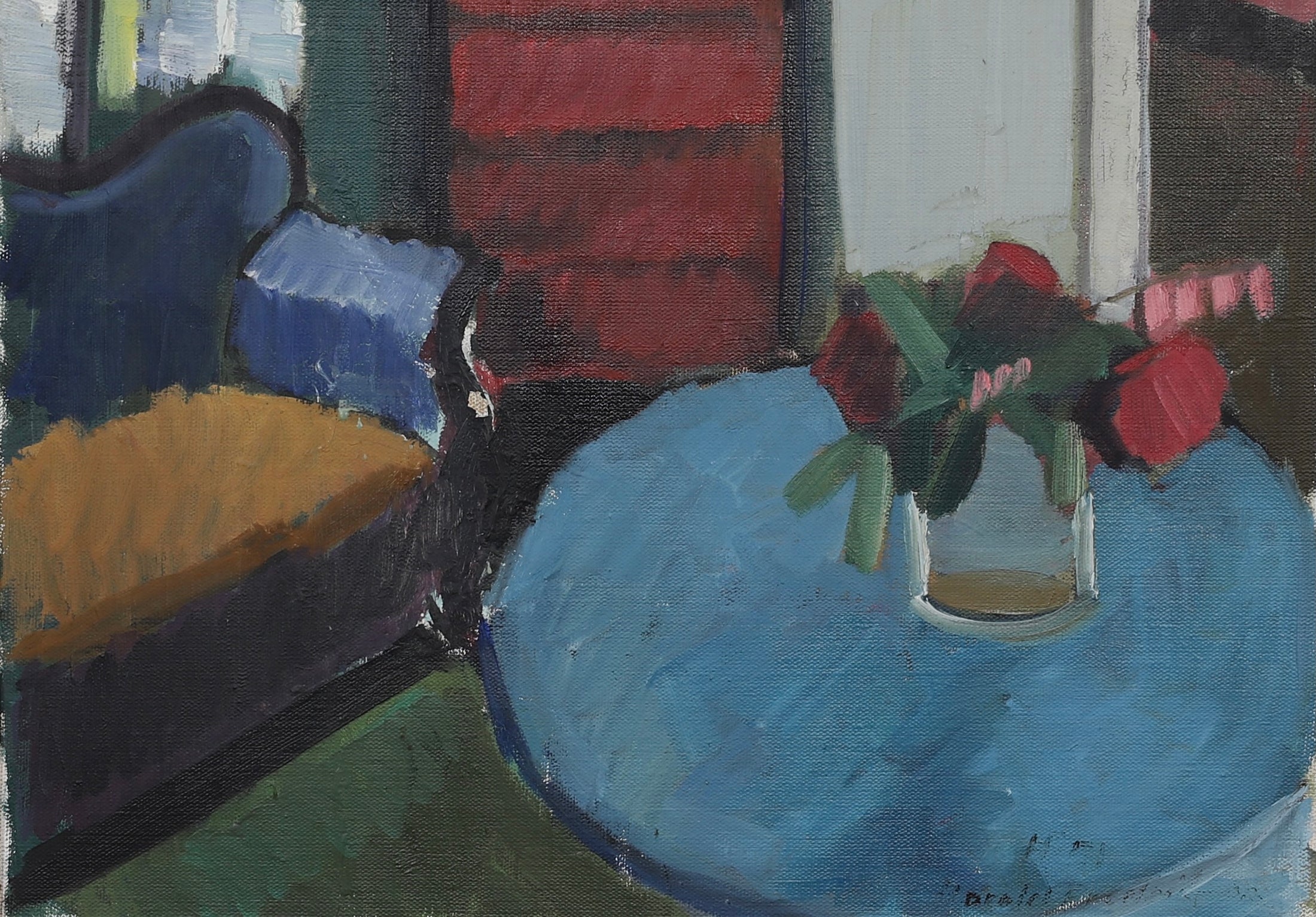 Mid Century Interior Oil Painting From Sweden