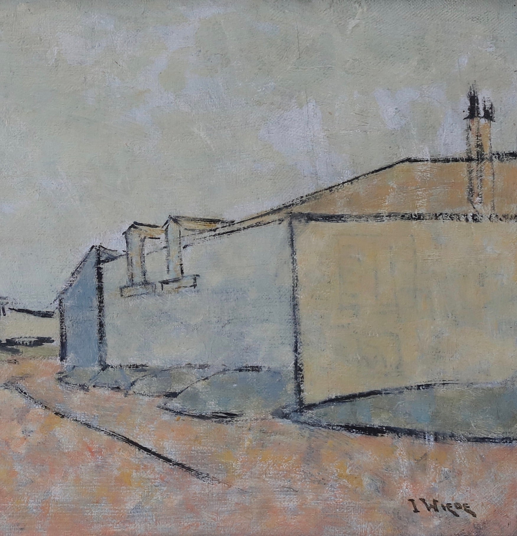 Vintage Mid Century Landscape Oil Painting By Ingvar Wiede Sweden