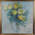 Load image into Gallery viewer, Original Mid Century Still Life Oil Painting Yellow Roses from Sweden