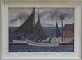 Load image into Gallery viewer, Vintage Mid Century Oil Painting of Boats From Sweden by Leonard Digris
