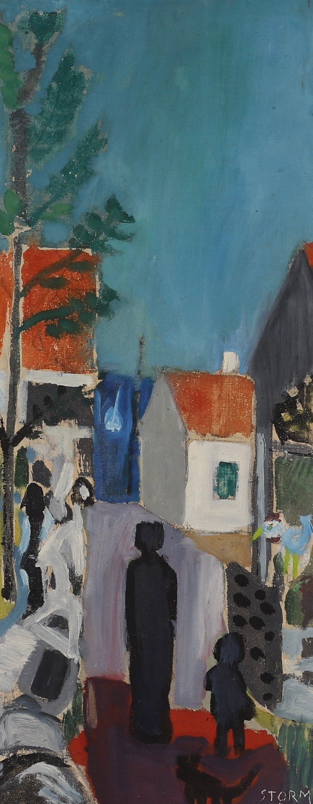 Mid Century Coastal Oil Painting from Sweden By S Storm 1957