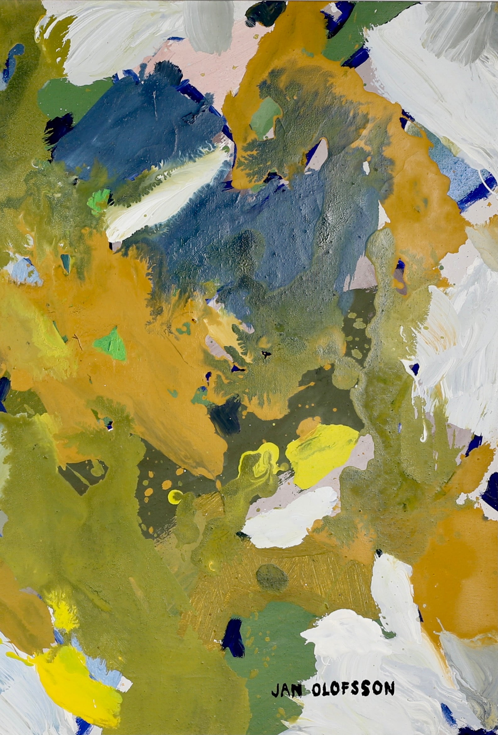 Mid Century Abstract Oil Painting From Sweden by J Olofsson