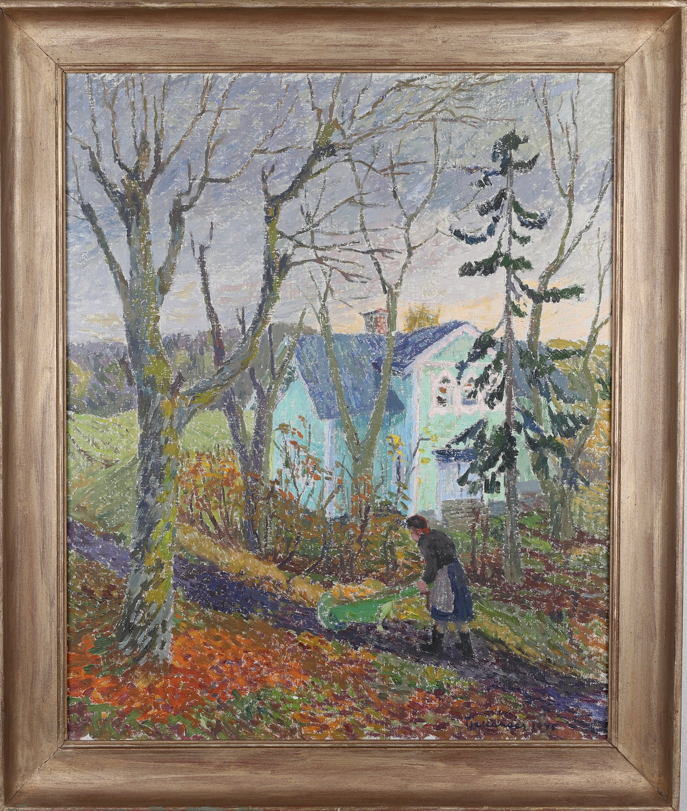 Mid Century Original Oil Painting From Sweden by S Tjellander 1945