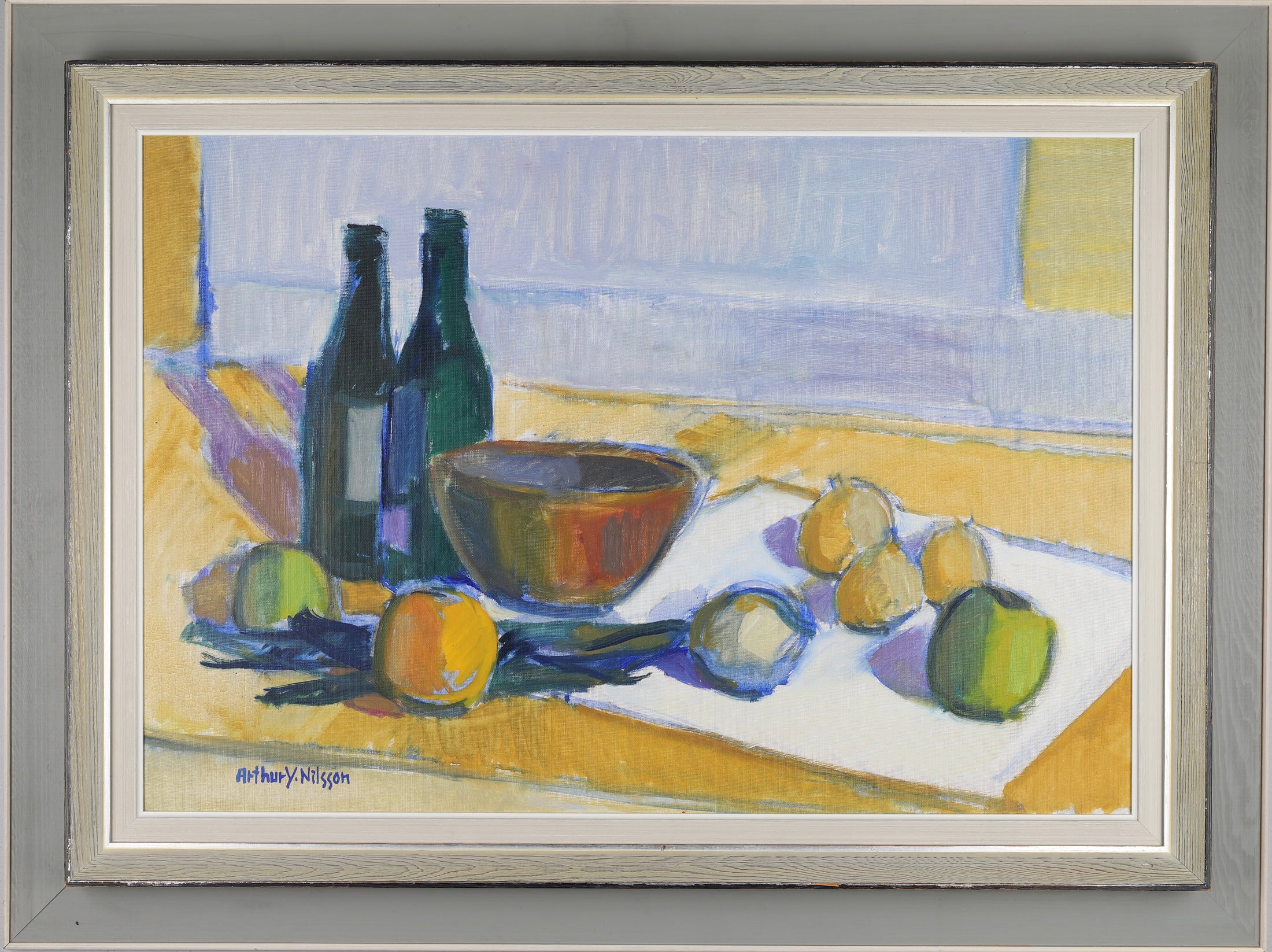 Mid Century Original Still Life Oil Painting by A Y Nilsson Sweden