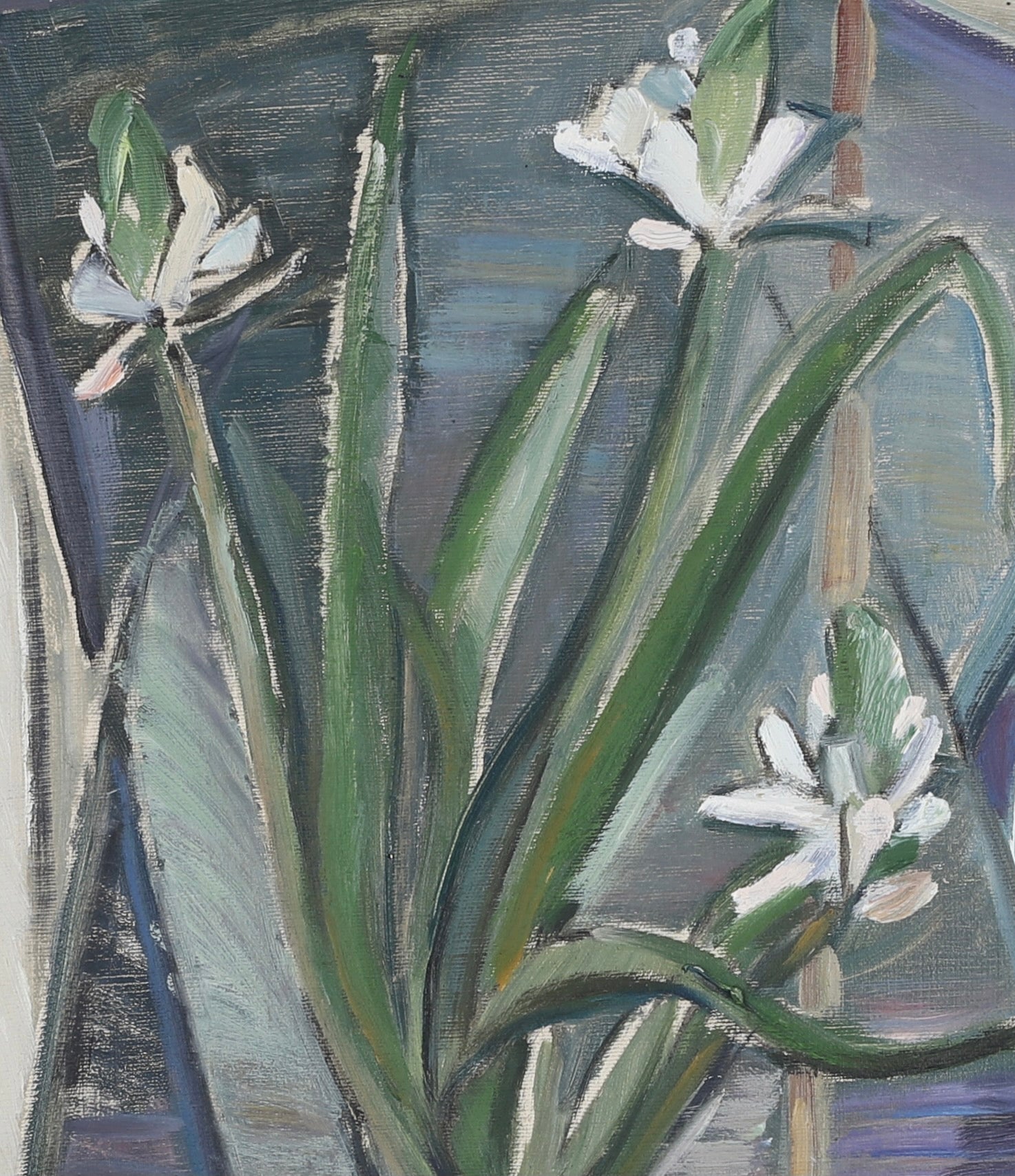 Mid Century Original Still Life Oil Painting From Sweden By Ejson