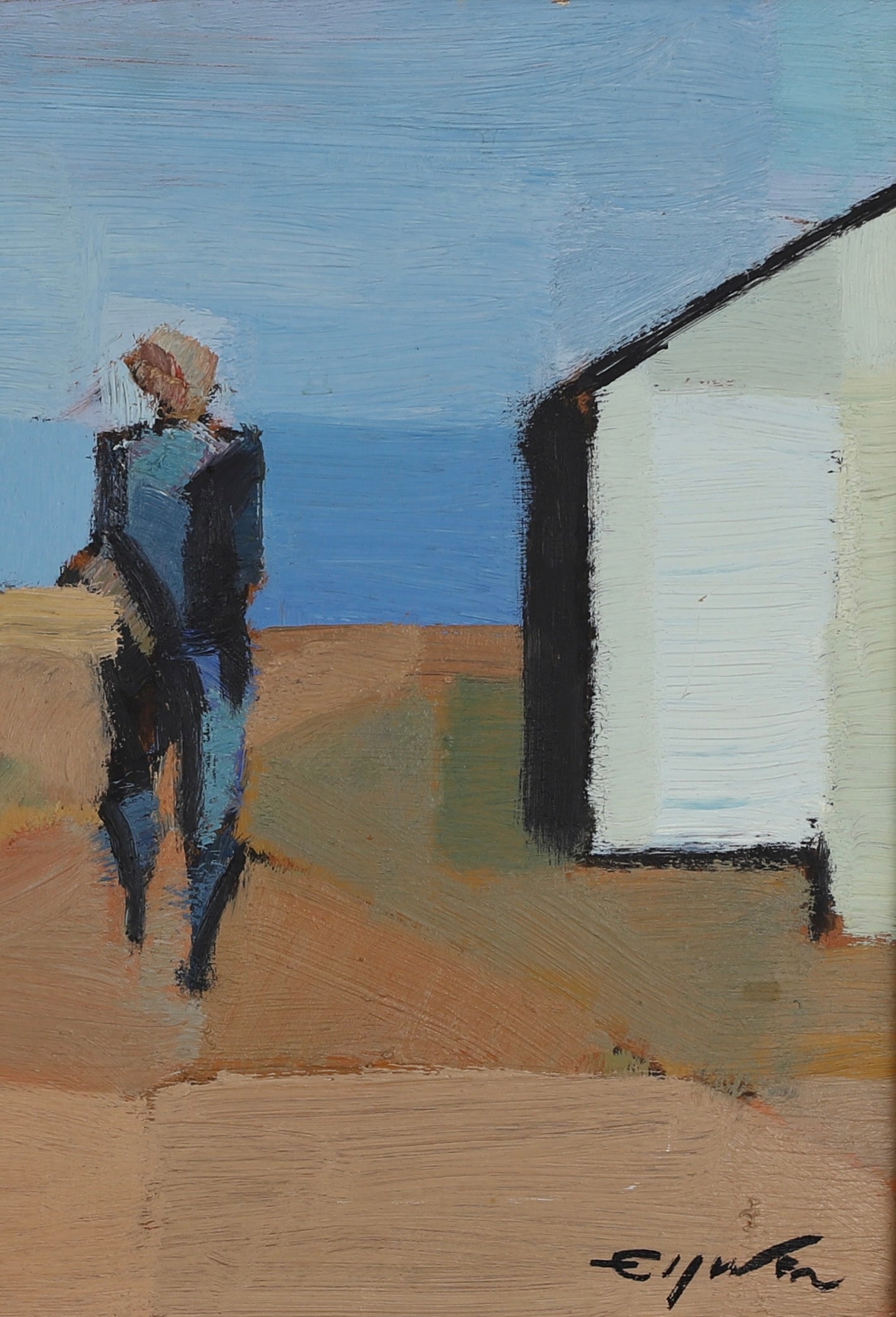 Mid Century Original Oil Painting From Sweden By E Elfwen