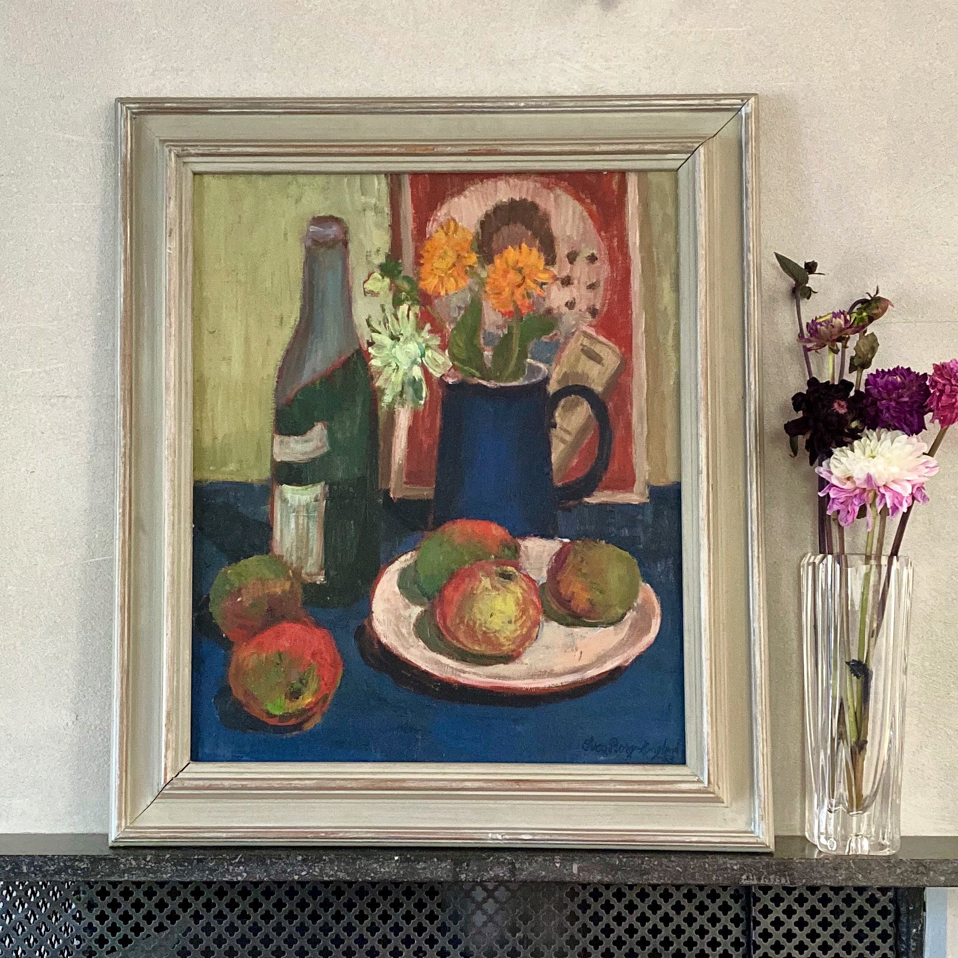 Vintage Still Life Oil Painting from Sweden 1953