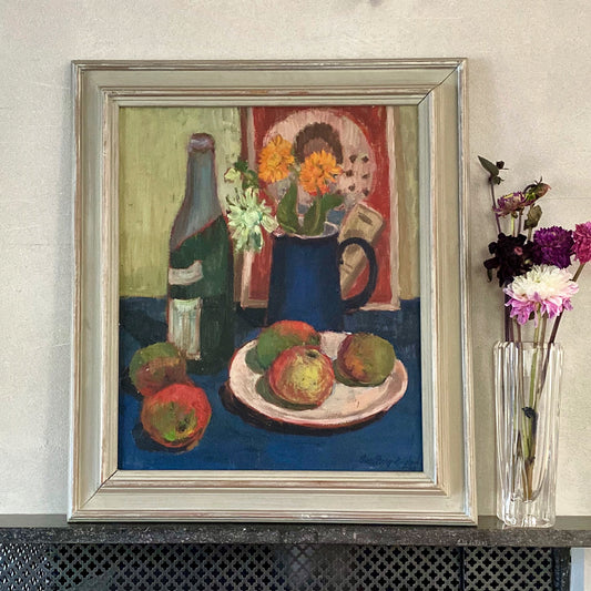 Vintage Still Life Oil Painting from Sweden 1953