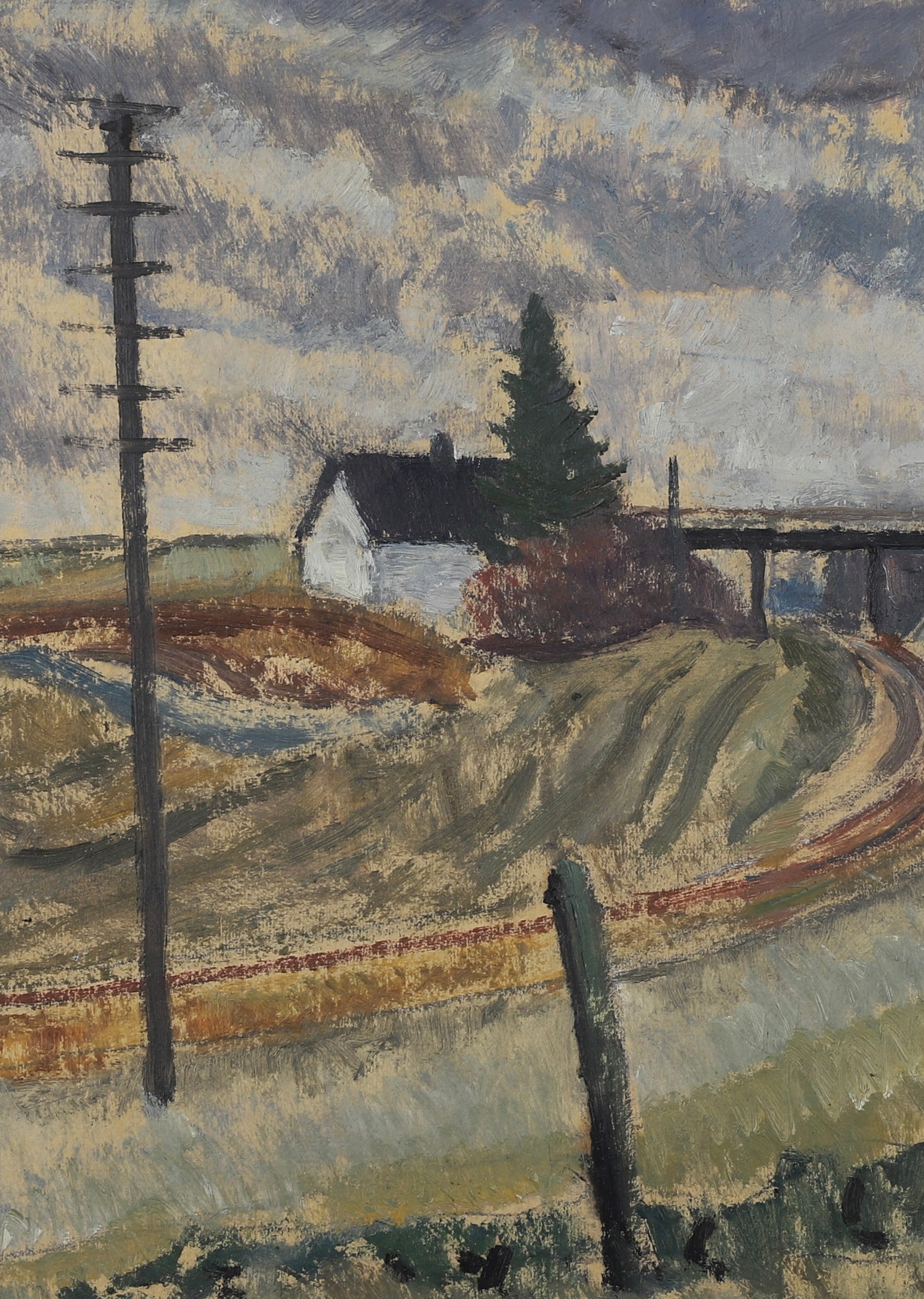 Mid Century Original Landscape Oil Painting From Sweden By A Krüger