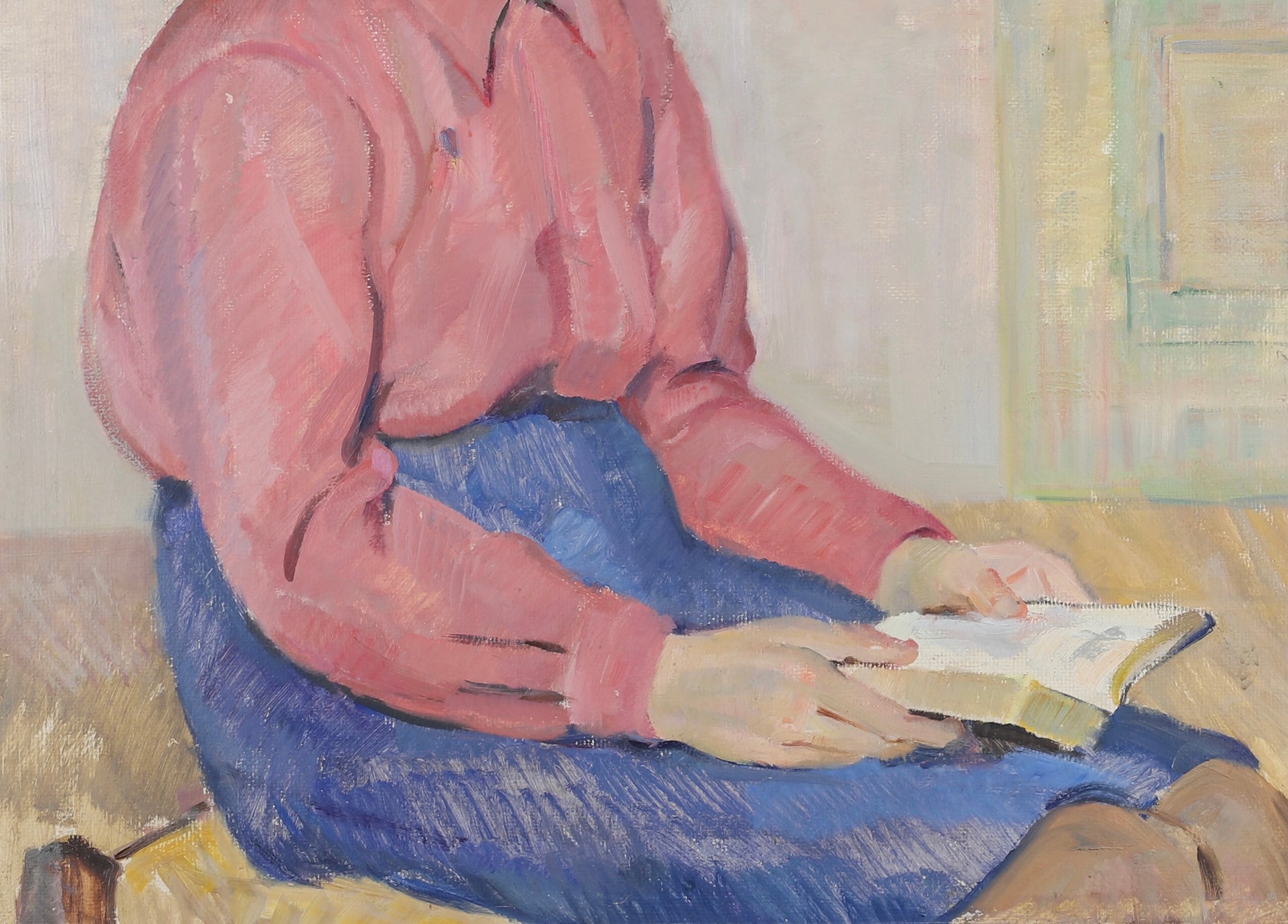 Mid Century Original Portrait Oil Painting by A Larsen