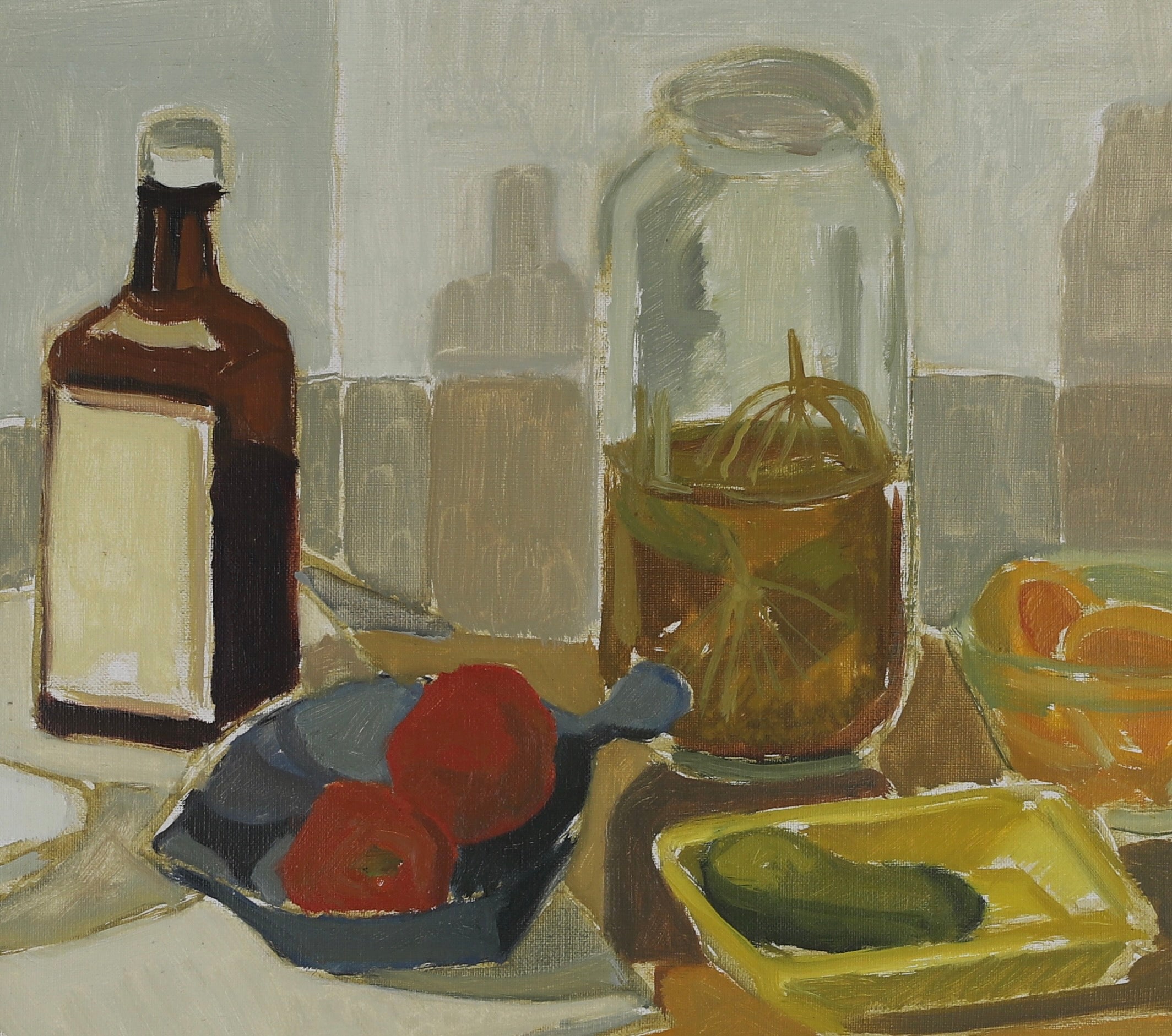 Mid Century Original Still Life Oil Painting by A Nilsson Sweden