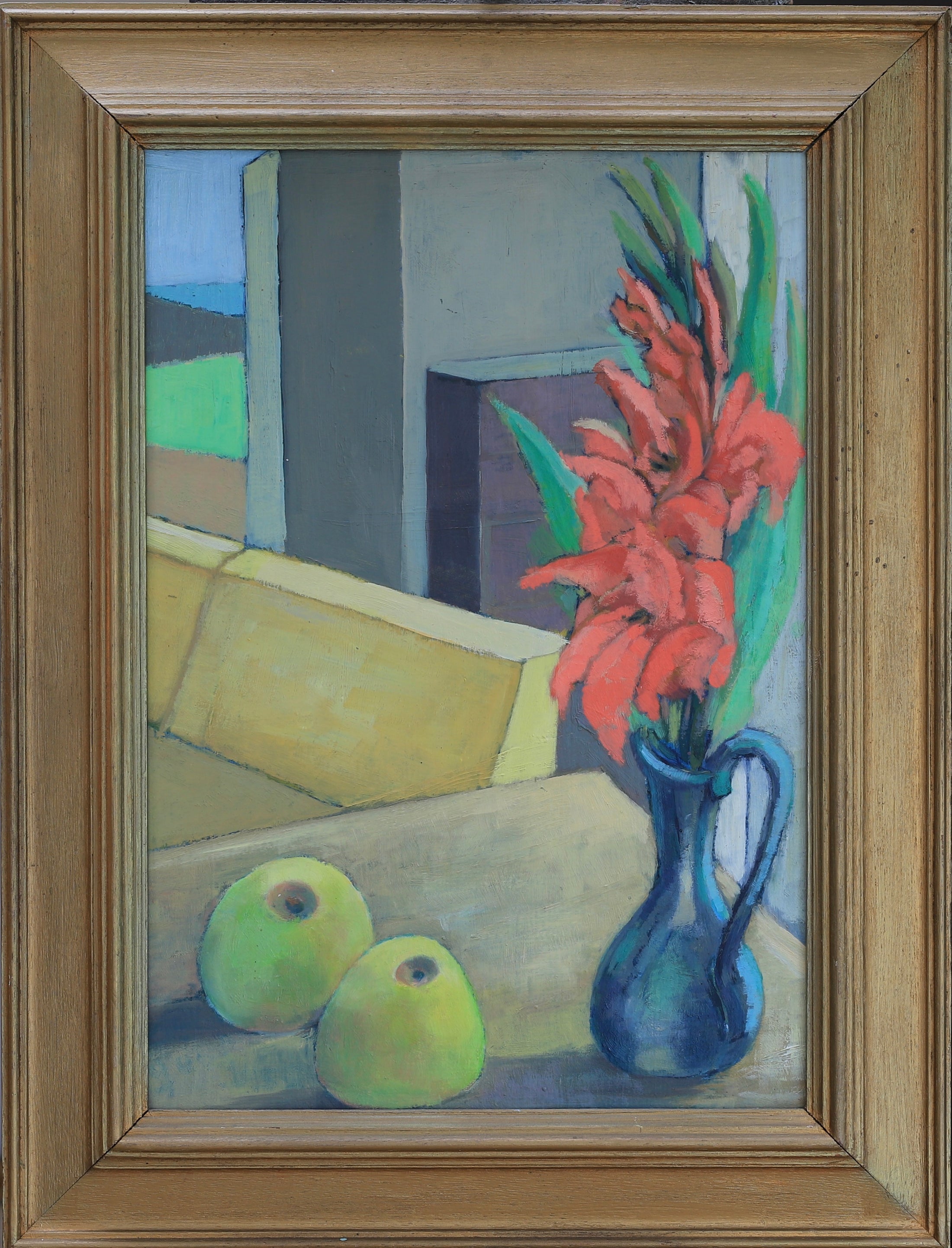 Mid Century Mod Vintage Still Life Oil Painting From Sweden