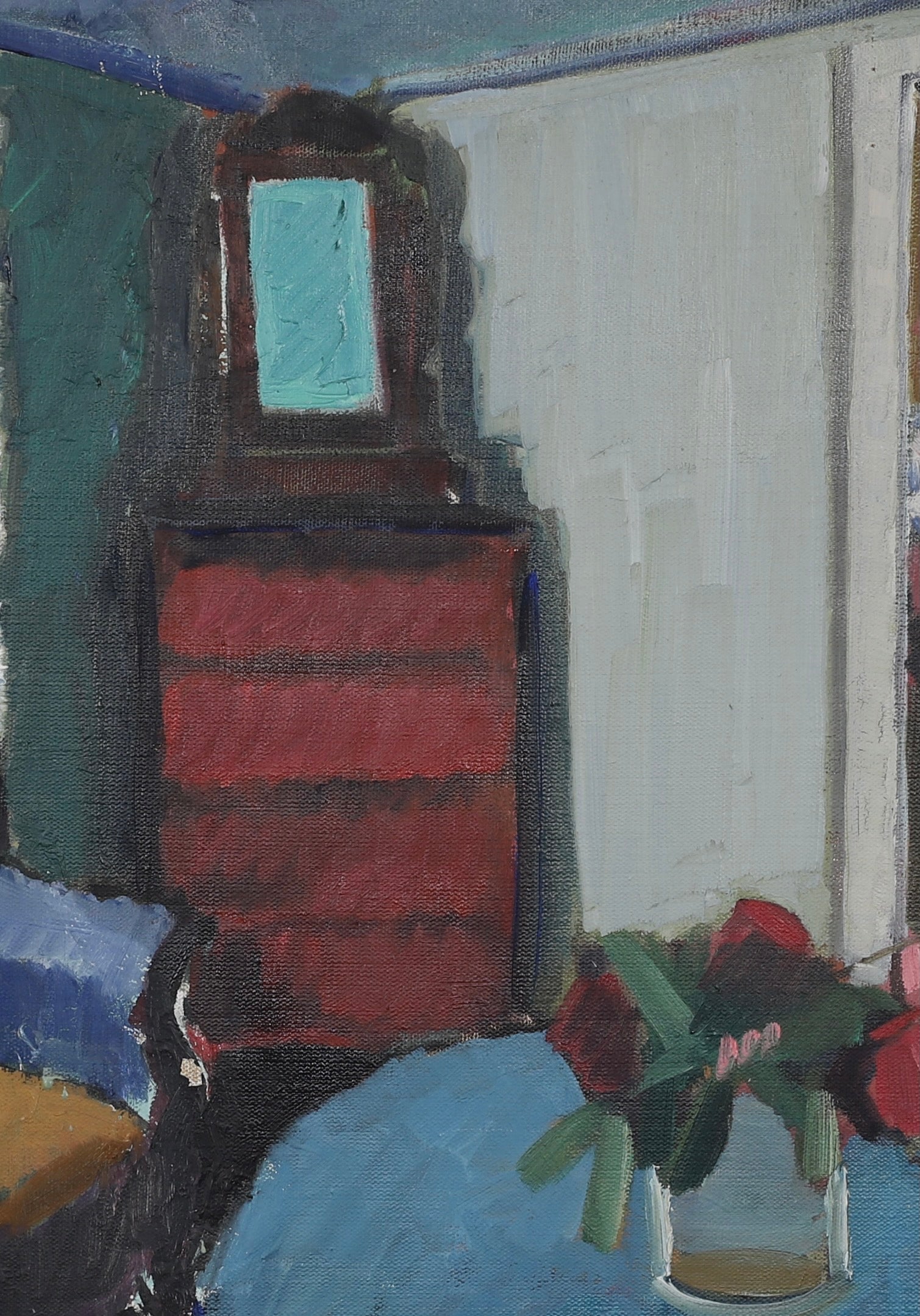 Mid Century Interior Oil Painting From Sweden