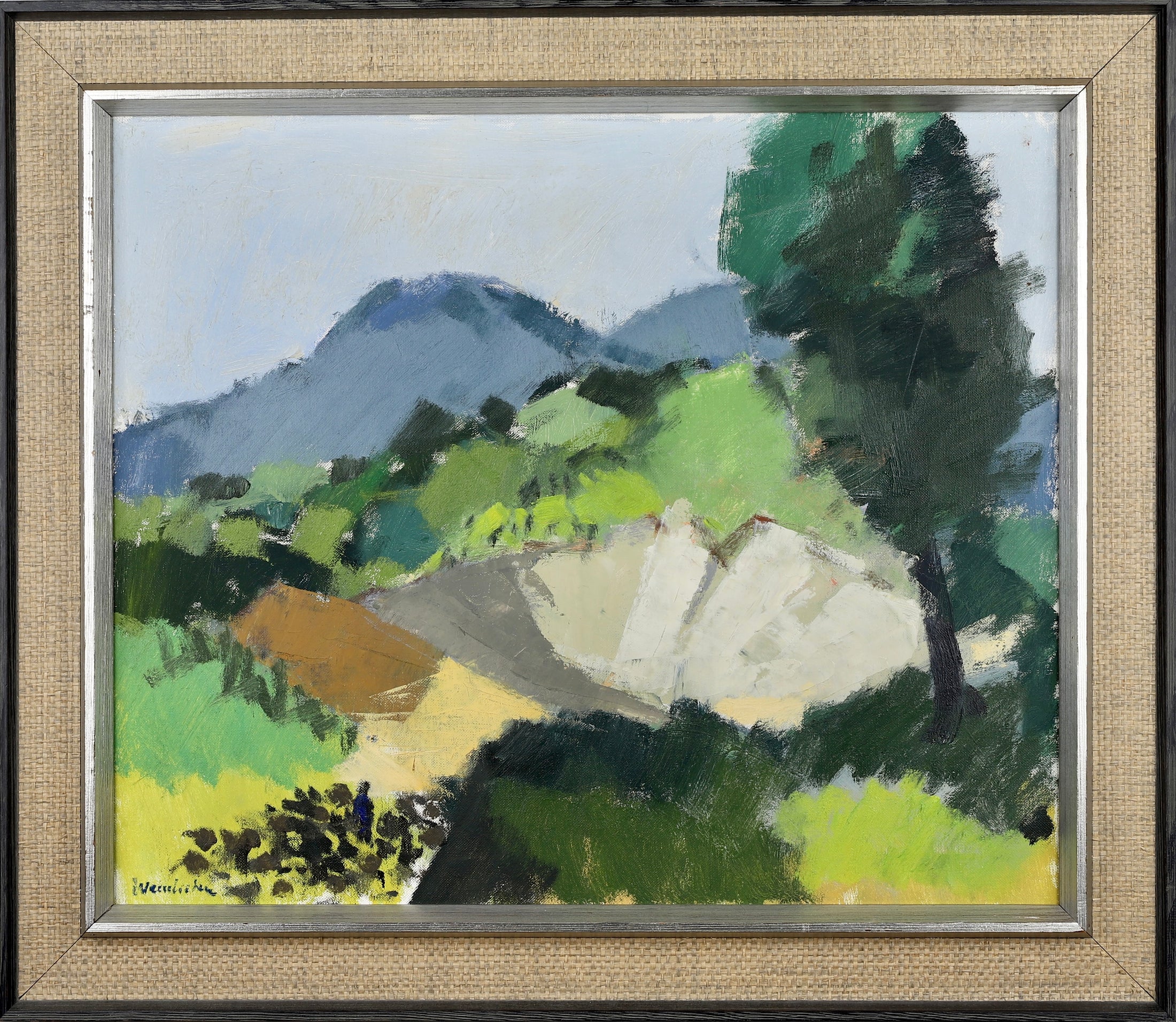 Mid Century Vintage Oil Painting By Stig Wernheden Sweden