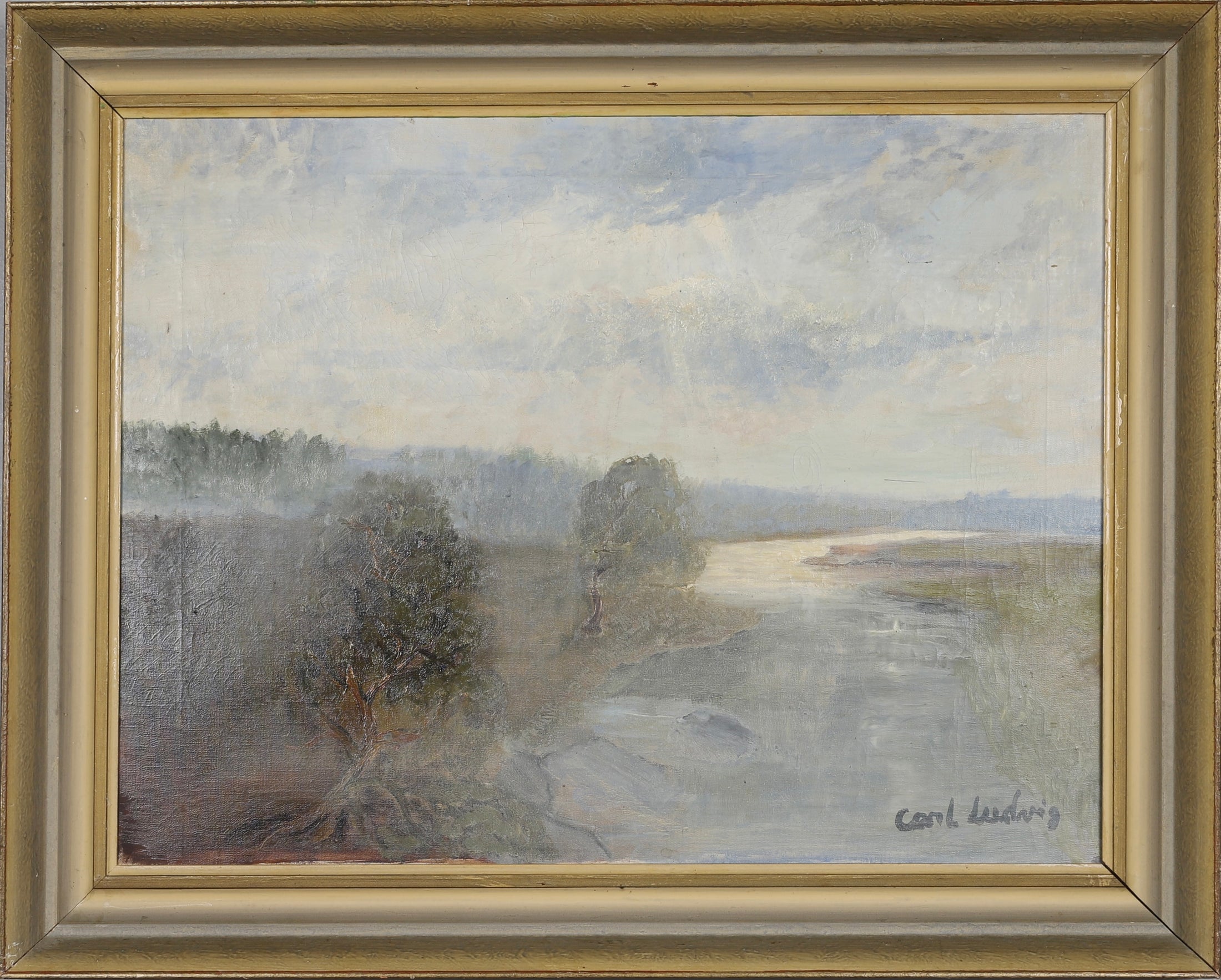 Mid Century Landscape Oil Painting From Sweden by Carl Ludwig