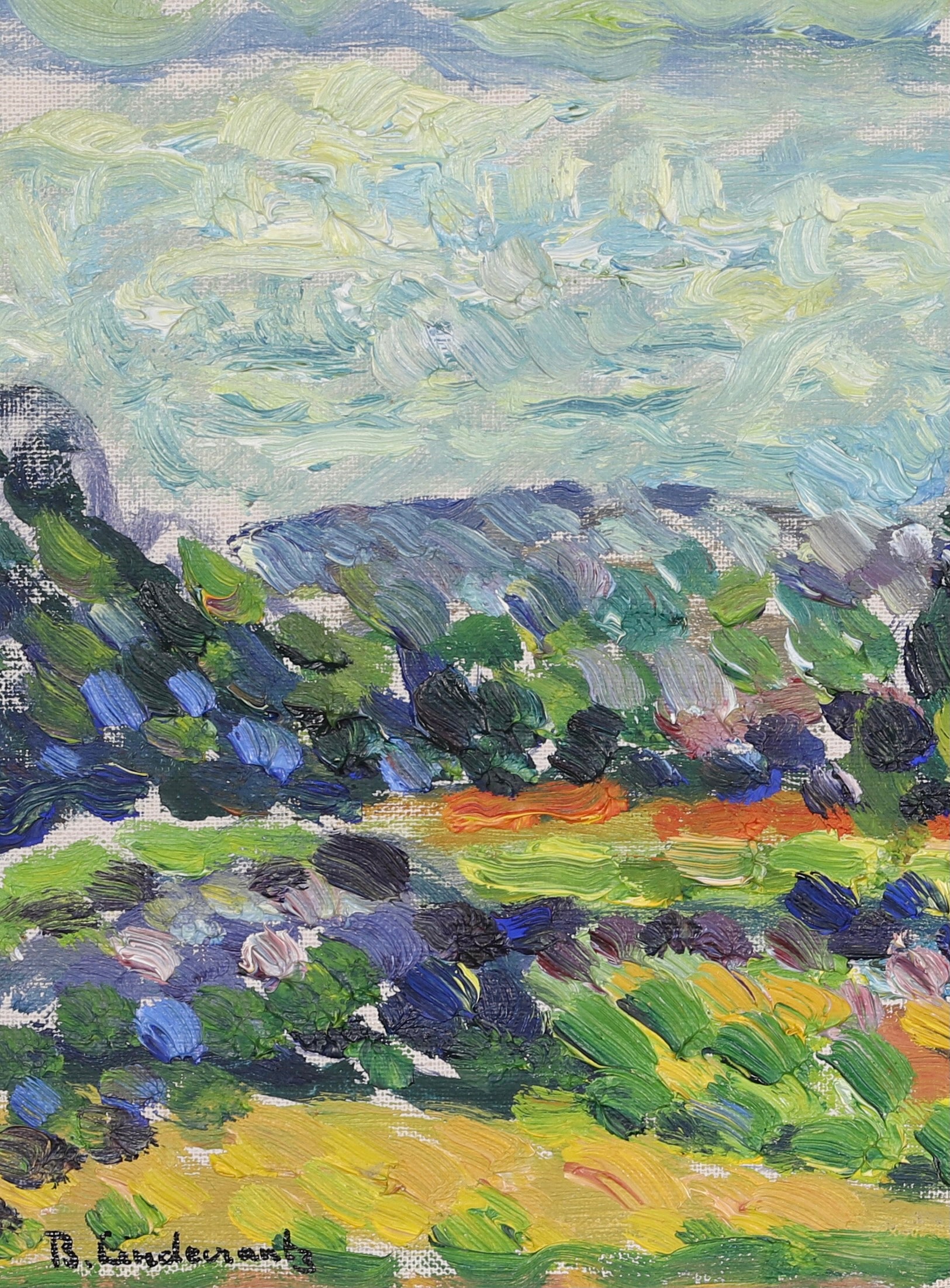 Framed Mid Century Oil Painting by B Lindecrantz Sweden