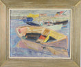 Load image into Gallery viewer, Vintage Mid Century Oil Painting of Fishing Boats By A A Jönsson Sweden