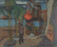 Load image into Gallery viewer, Mid Century Harbor Oil Painting from Sweden By J Bören