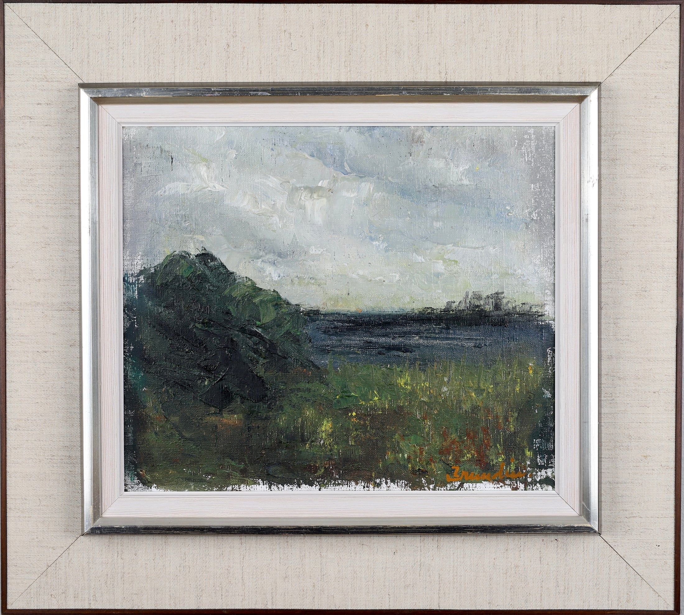 Mid Century Landscape Oil Painting By H Brundin Sweden