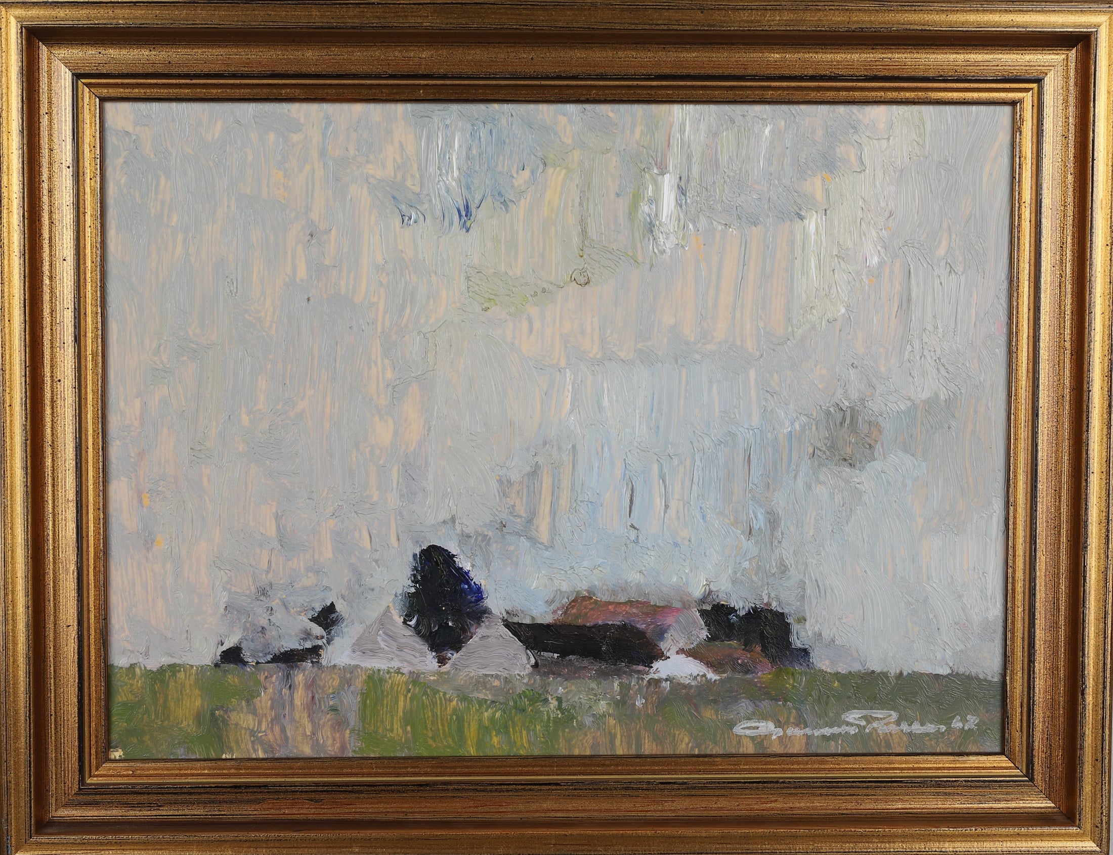 Mid Century Original Landscape Oil Painting By G Persson Sweden 1962