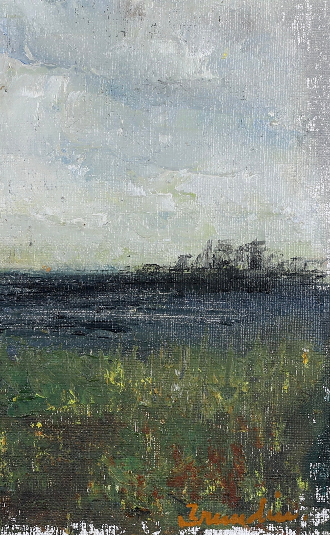 Mid Century Landscape Oil Painting By H Brundin Sweden