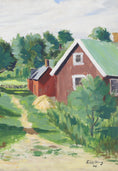Load image into Gallery viewer, Mid Century Original Country Village Oil Painting From Sweden