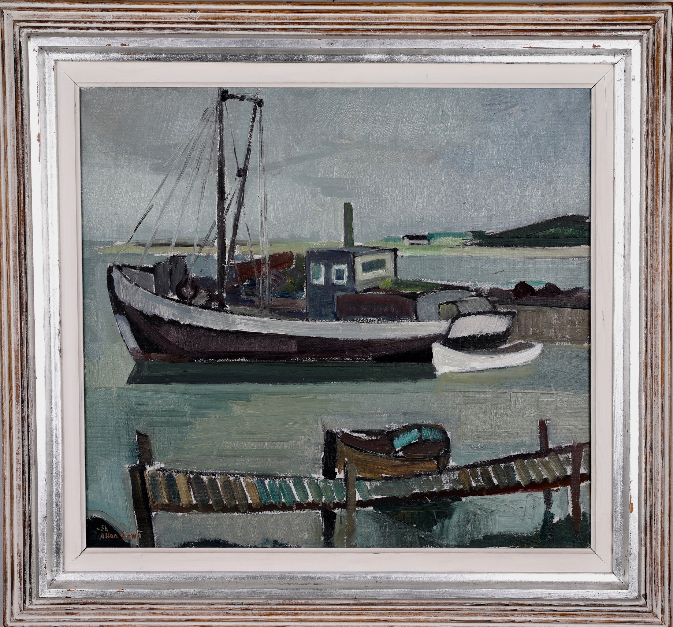 Mid Century Seascape Oil Painting By Allan Erwö Sweden