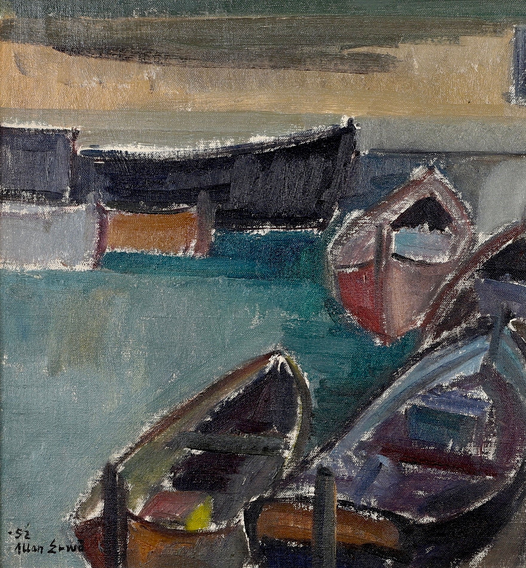 Mid Century Oil Painting By A Erwö Sweden