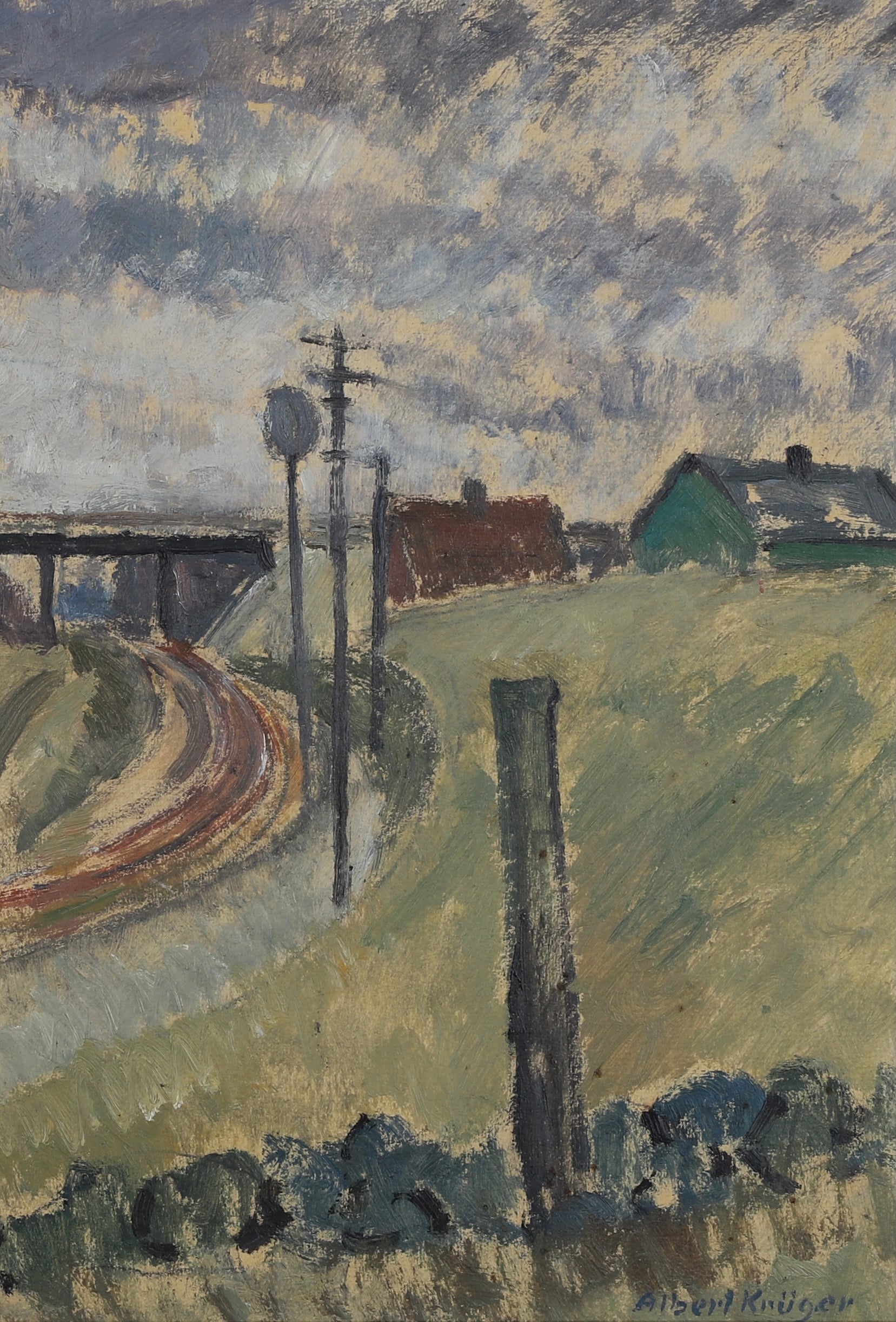 Mid Century Original Landscape Oil Painting From Sweden By A Krüger