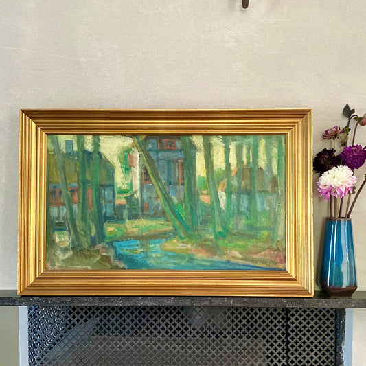 Vintage Light Filled Oil Painting from Sweden 1950's