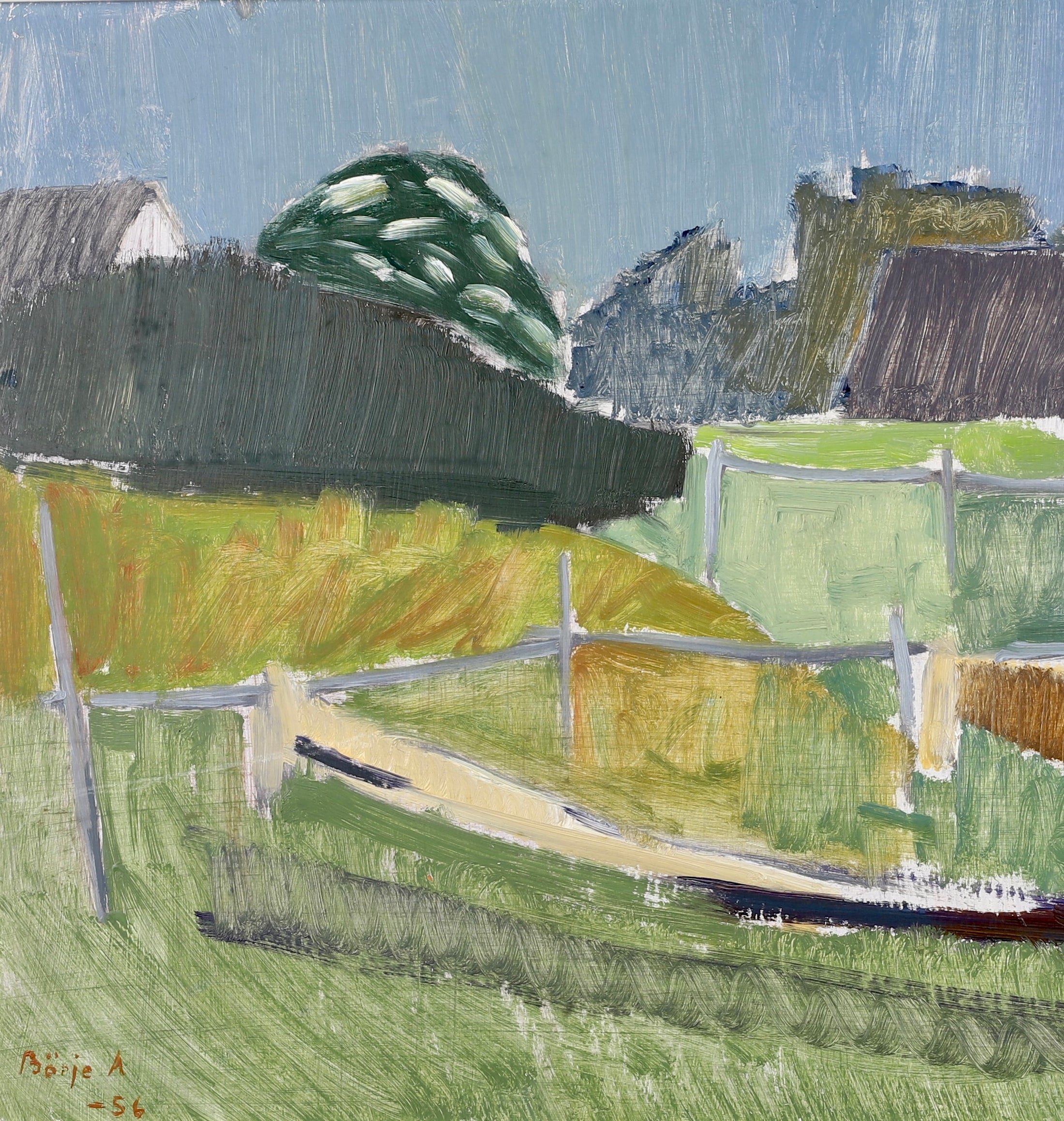 Mid Century Oil Painting from Sweden By Börje A 1956